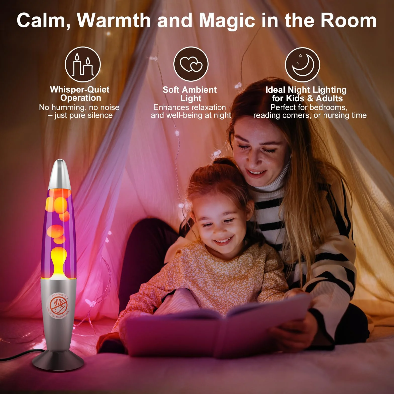 Lampa lawowa w stylu retro – fioletowo-żółta lampa lawowa 33 cm, aluminiowy korpus, żarówka R39 25 W E14, nastrojowa lampa do salonu, sypialni, pomysł na prezent dla dorosłych i dzieci
