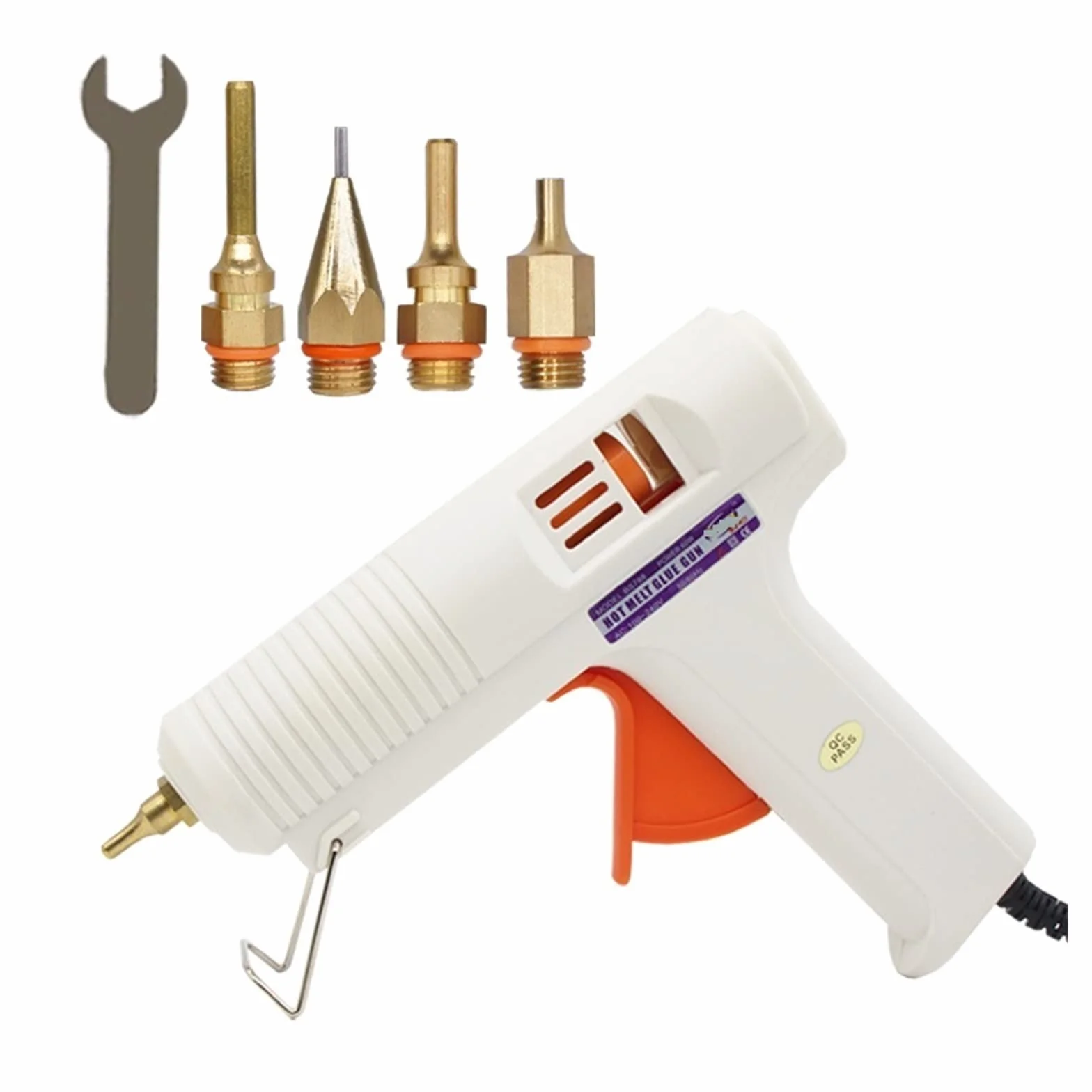 Pistolet na gorący klej, Pistolet do klejenia na gorąco 100W elektryczny pistolet do klejenia na gorąco o stałej temperaturze 1mm dysza do 11mm klej w sztyfcie Repair Tool(4Pcs Nozzles)