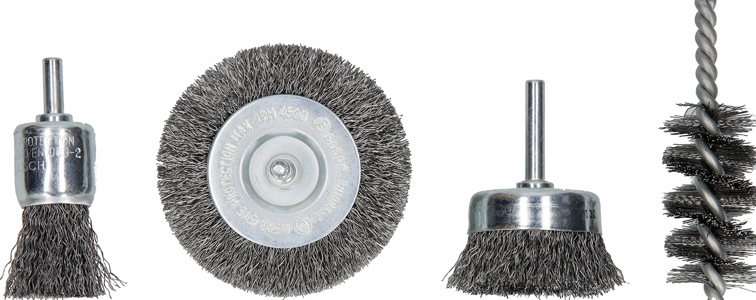 Bosch 2609256553 Zestaw 4 Pędzli: Okrągły, Malarski, Cylindryczny i Tarczowy z Uchwytem 6 mm
