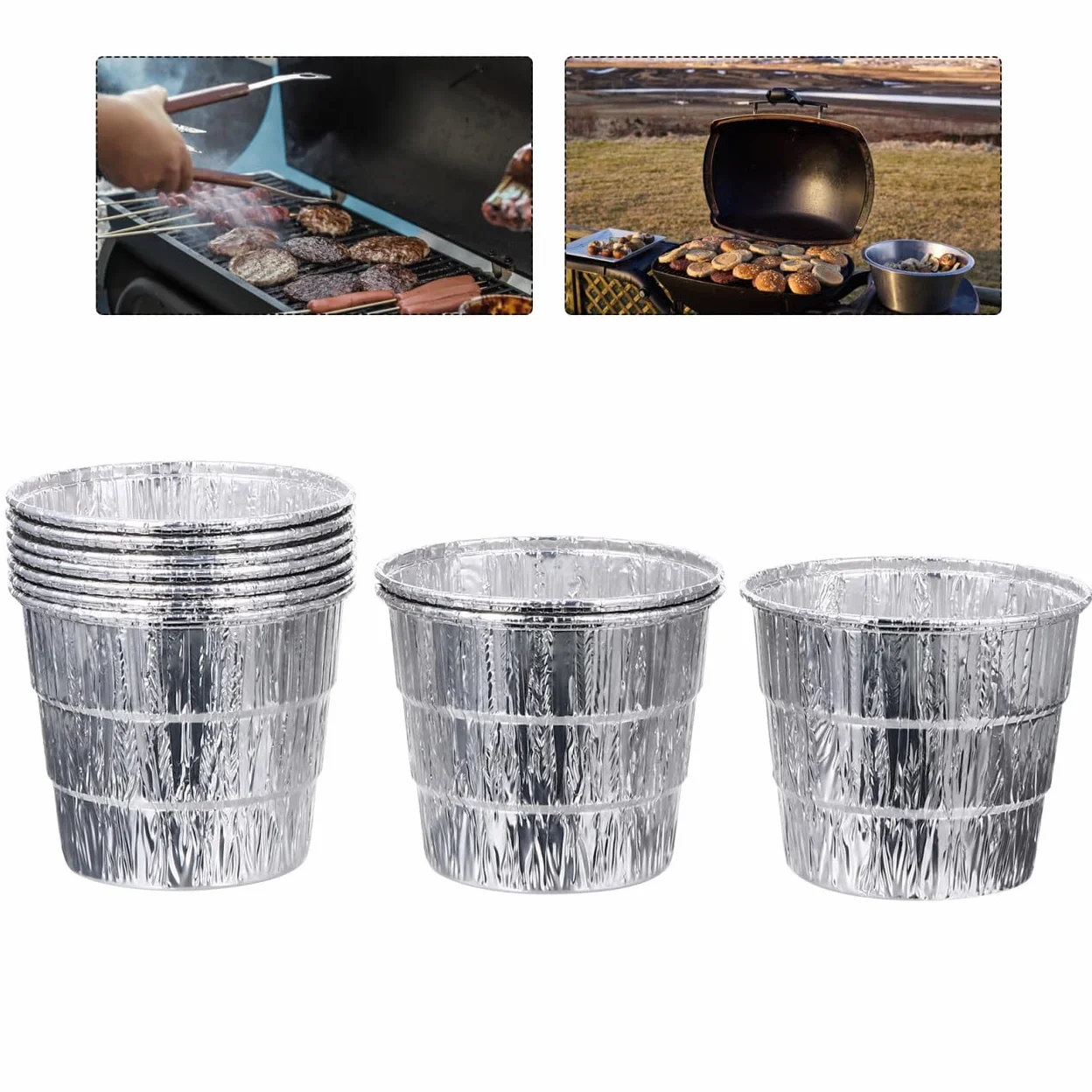 Wkładki Do Wiadra Tłuszcz z Ocynkowanej Folii Aluminiowej Elastyczne Wyściółki Do Grilla BBQ 12 Szt.