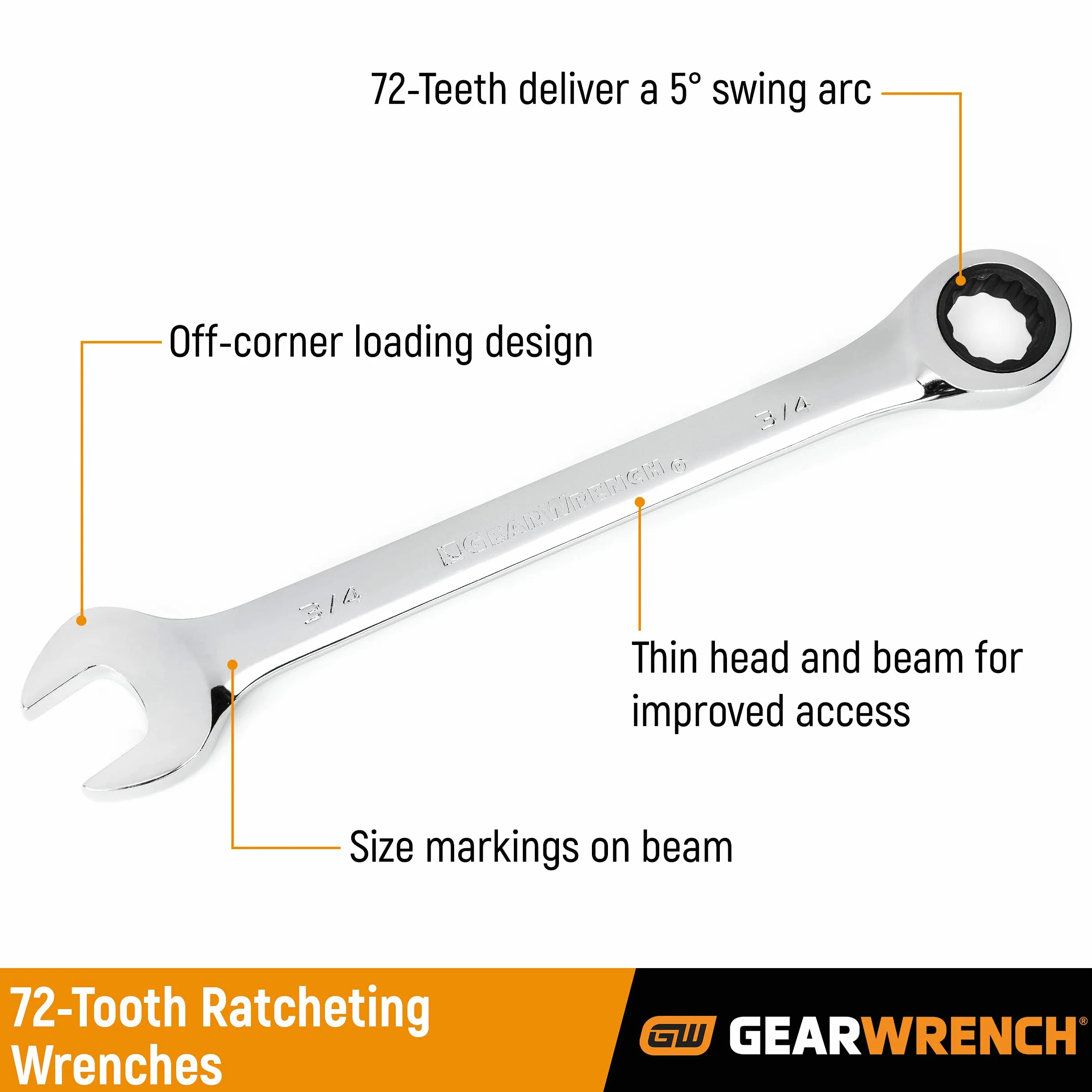 GearWrench 9048 klucz płasko-oczkowy z grzechotką, 12-11/16" - 9048