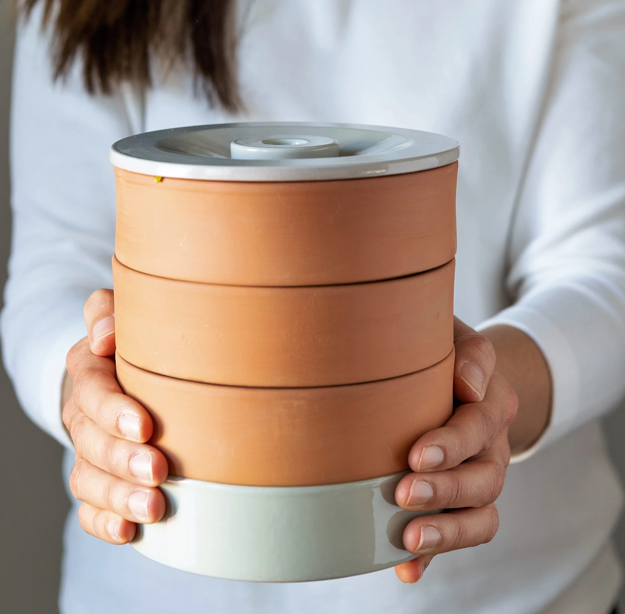 Artcook 3 w 1 naturalny kolor ceramiczny kiełkowy | uprawa nasion i kiełków w domu | naturalna terakota, łatwa do mycia, nadaje się do mycia w zmywarce