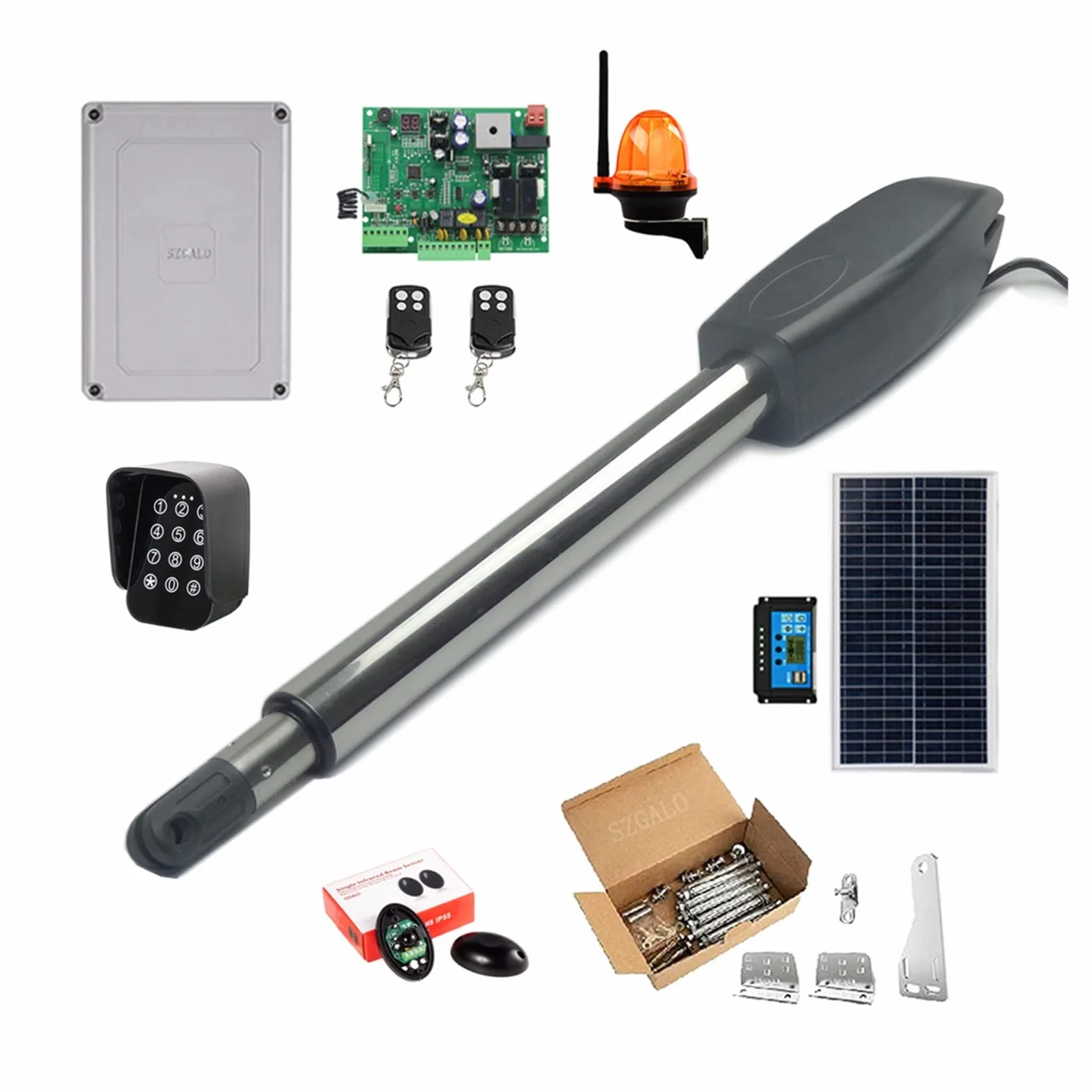 Automatyczne Samozamykacze, Sterowanie WIFI PKM-C02 Heavy-Duty Solar pojedynczy automatyczny zestaw do otwierania bram podjazdu skrzydłowych 15 stóp(Solar kit A)
