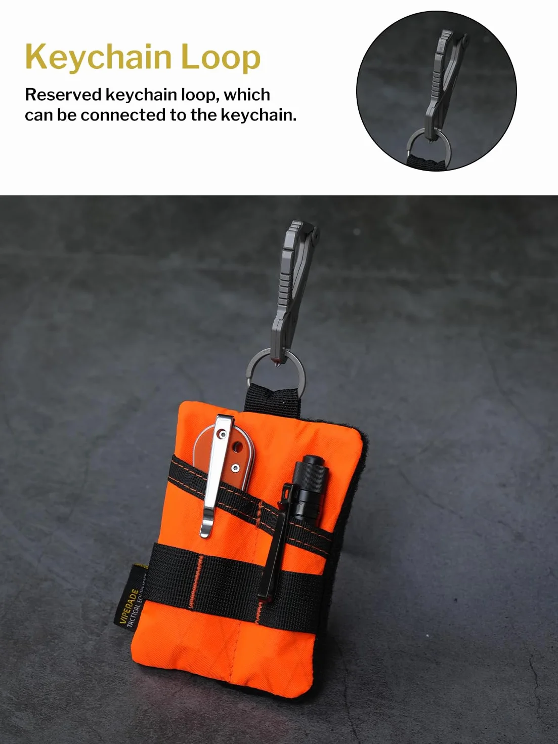 VIPERADE VE15 Mini organizer kieszonkowy EDC, mini kieszonkowa torba na narzędzia z miejscem na naszywki DIY, mini kieszonka, portfel, portmonetka na monety do EDC, łatwy dostęp do karabińczyka,