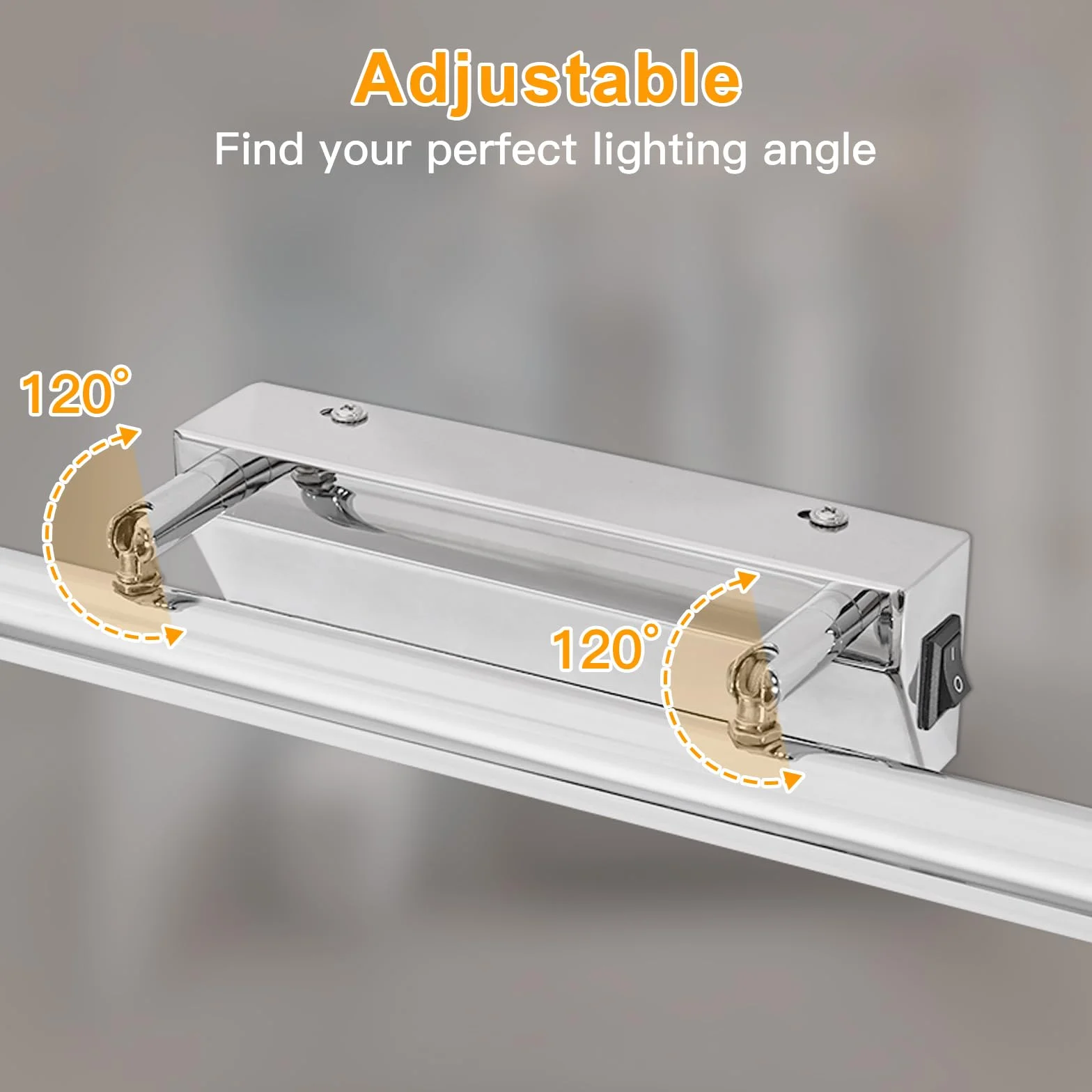 Lampa LED nad lustro łazienkowe, 42 cm, 9 W, z włącznikiem, IP44, oświetlenie ścienne, neutralna biel, 4000 K, 730 lm, do łazienki, lustro łazienkowe, lampa ze stali nierdzewnej, lustro