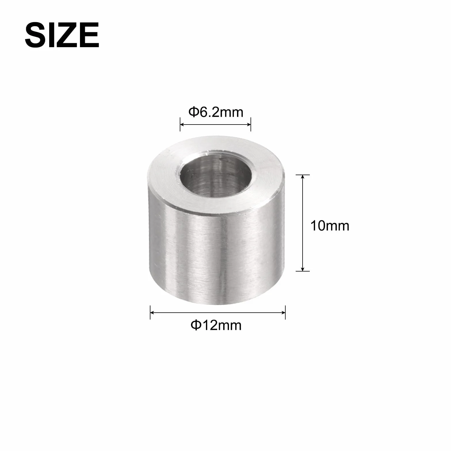 QUARKZMAN 12 sztuk dystansowy ze stali nierdzewnej 6,2 mm otwór x 12 mm OD x 10 mm długość tuleja śrubowa proste wykończenie okrągły metalowy element dystansowy do śrub śrub i prętów M6