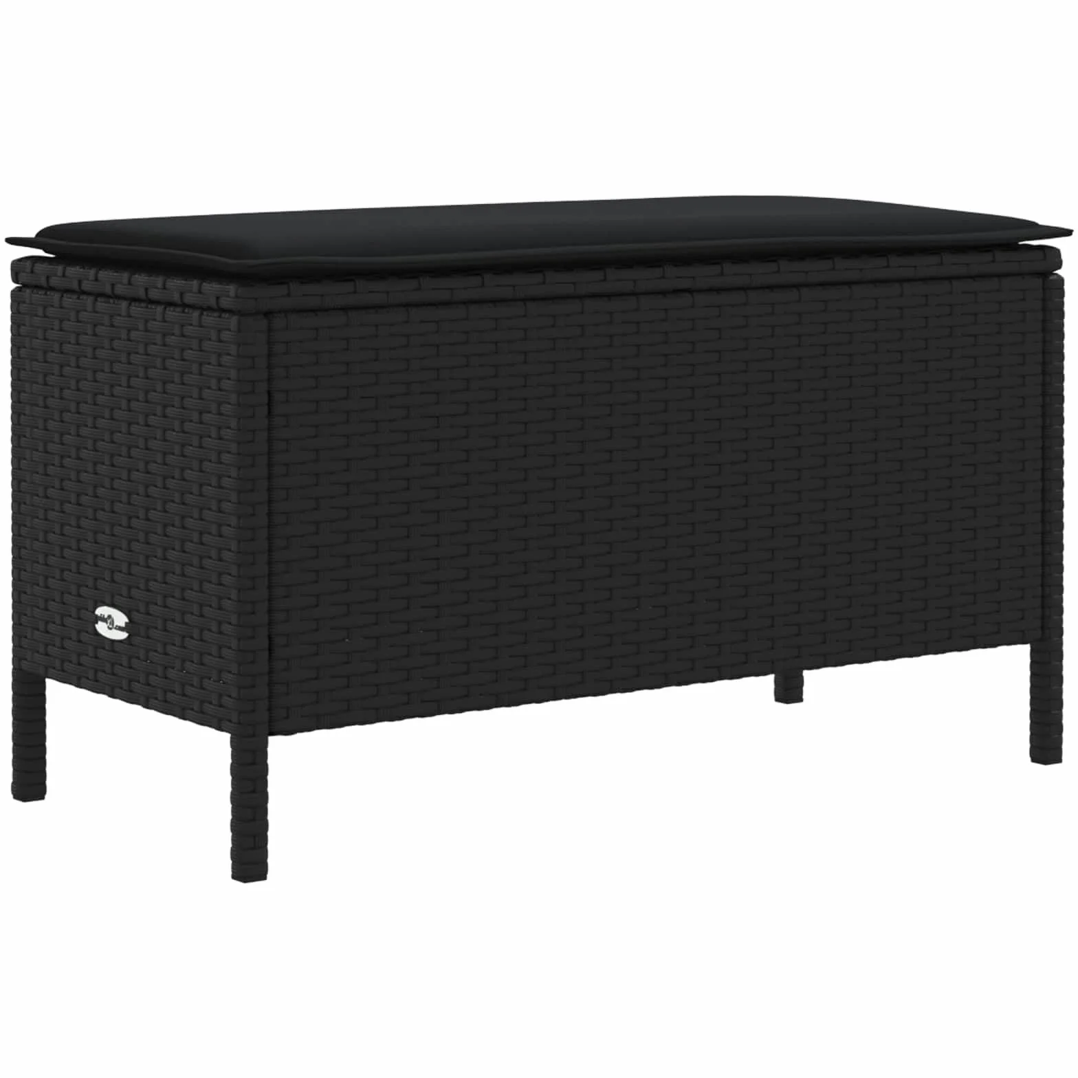 vidaXL Pufa ogrodowa z poduszką Czarny 80 x 38 x 45 cm Rattan PE, Nowoczesny podnóżek do ogrodu, uniwersalne siedzisko na świeżym powietrzu, rattanowy ottoman, minimalistyczny mebel
