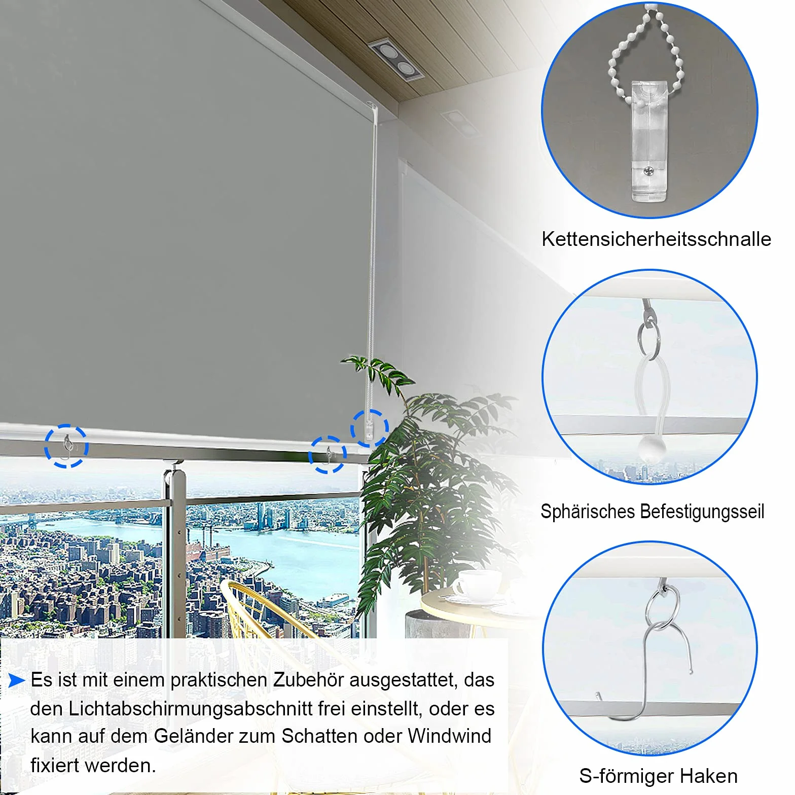 UISEBRT Roleta zewnętrzna przeciwsłoneczna 180x240 cm szara