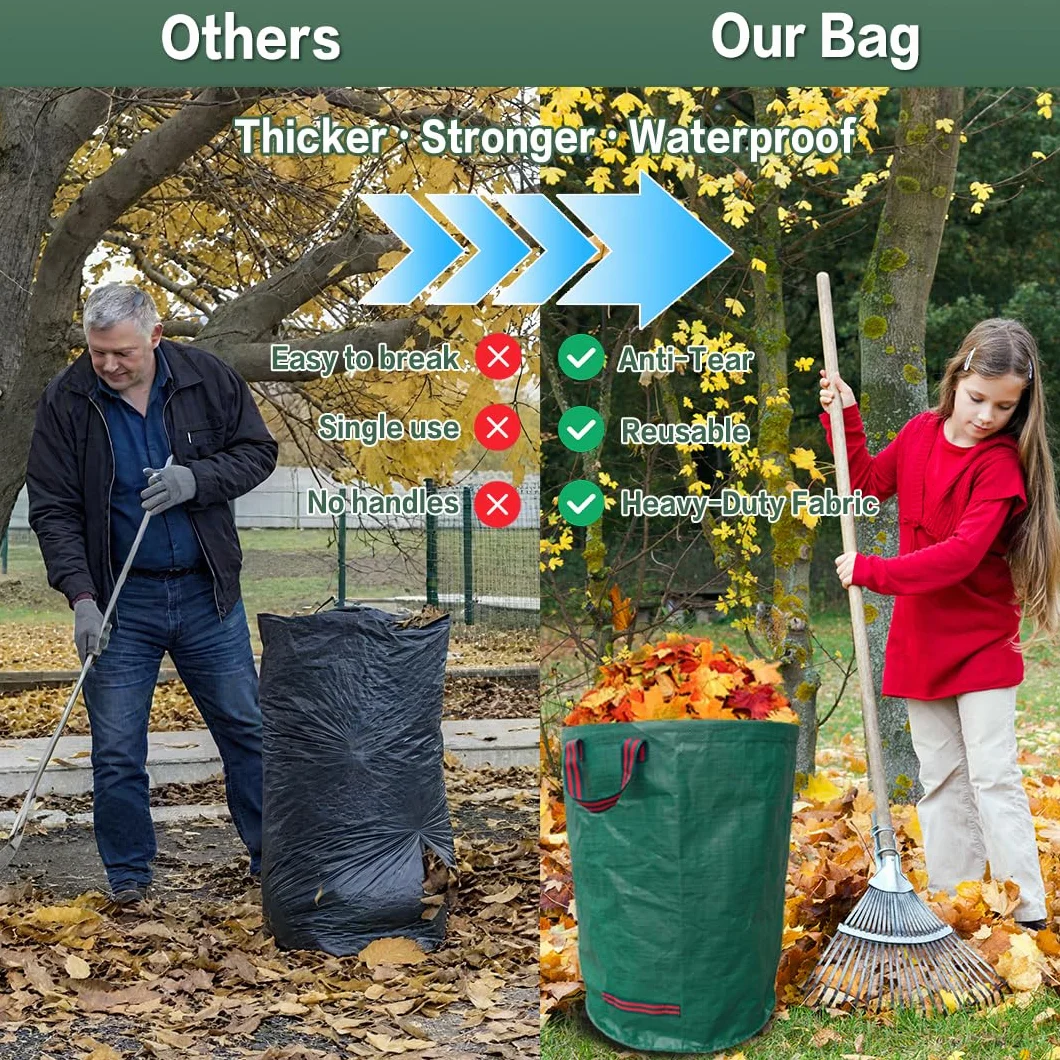 Worek na odpady ogrodowe, 2 x 120 l, worek na odpady ogrodowe, ultra ładowany, przenośny, składany, duża pojemność, worek na odpady ogrodowe, stabilny
