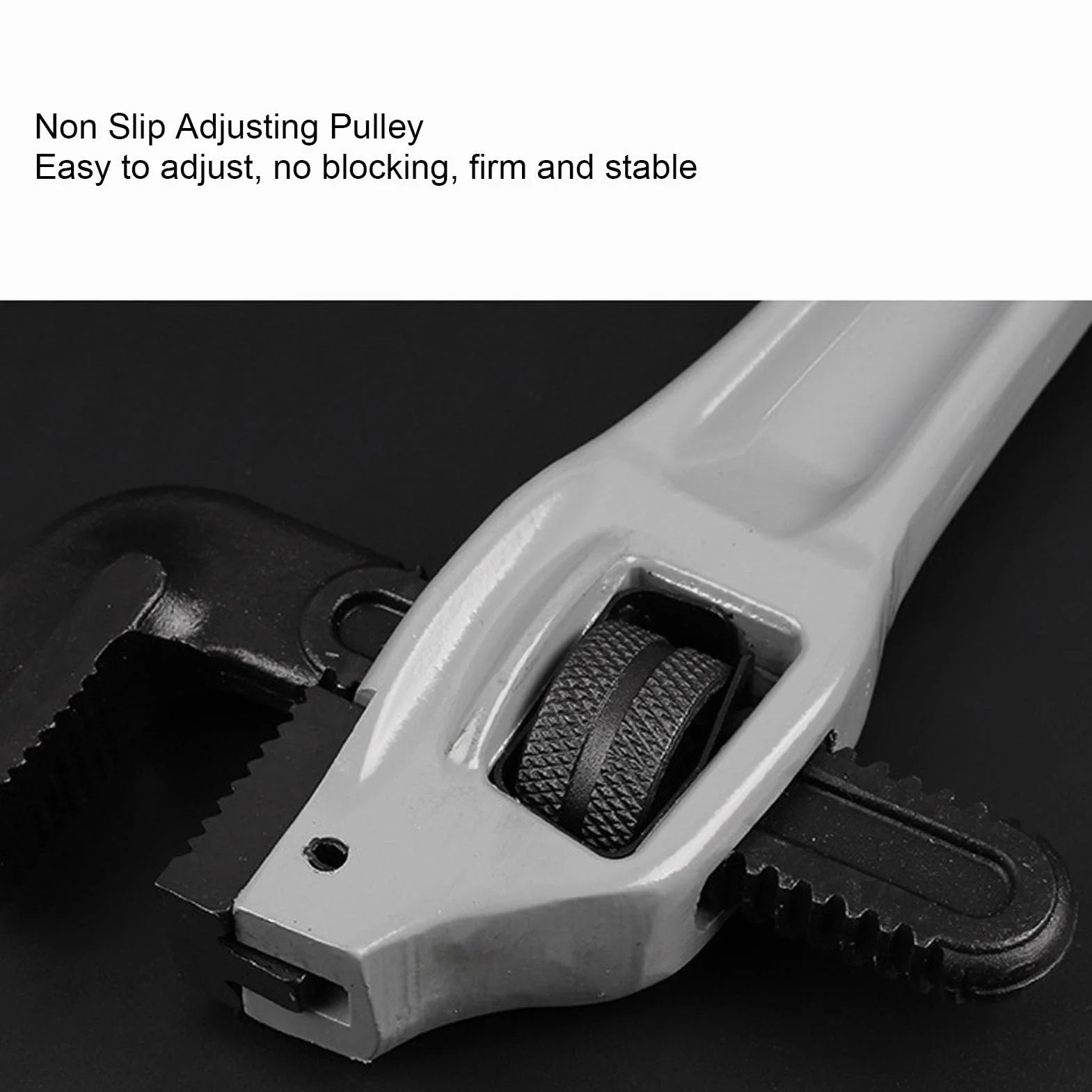 Aluminiowy Klucz do Rur Odgięty, Regulowany Rozstaw Szczęk, Wytrzymały Uchwyt Klucz Hydrauliczny Narzędzie dla Hydraulików ze Szczękami ze Stali Kutej Matrycowo dla Monterów Rur