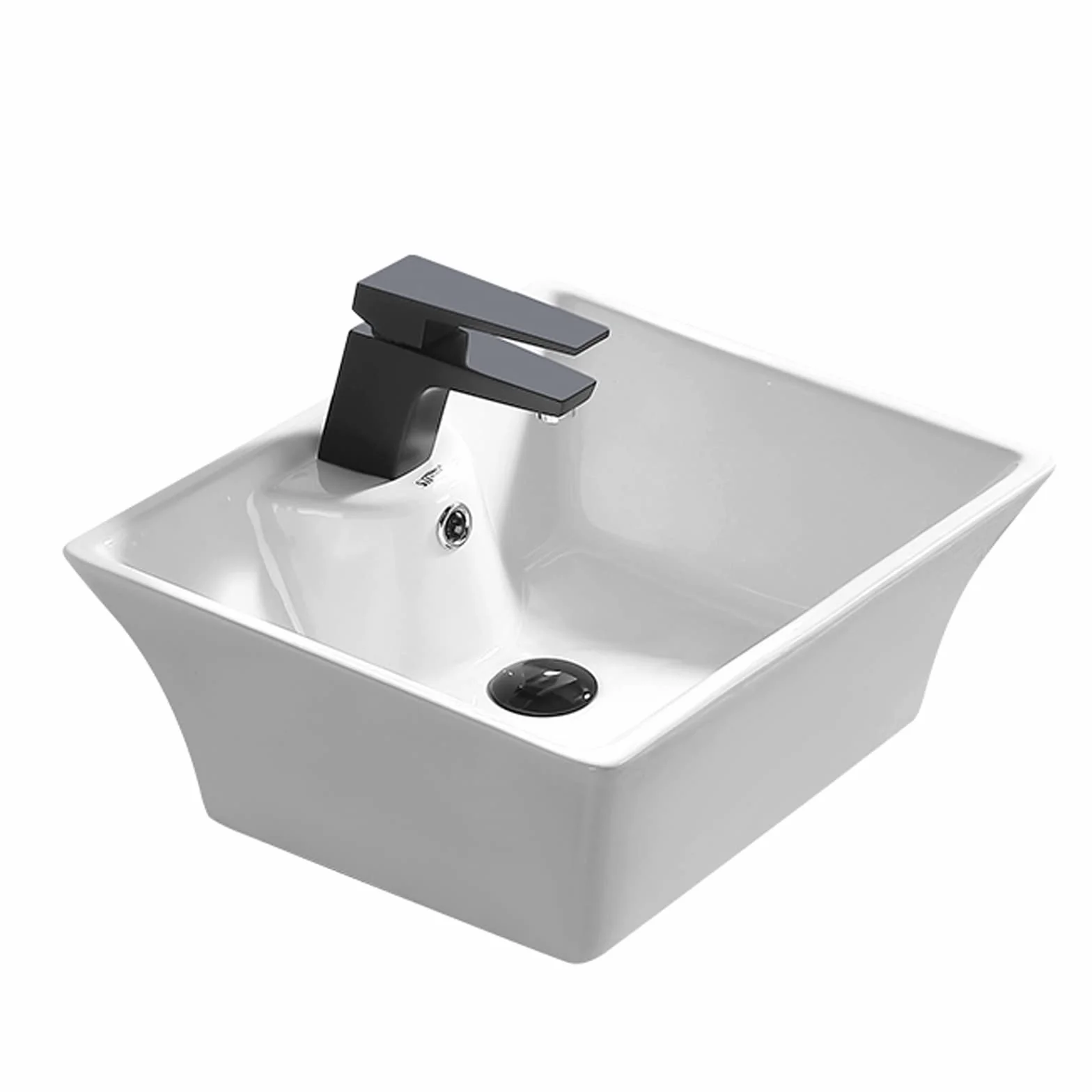 Umywalka Nablatowa, Ceramiczna, 19,4" X 16". Prostokątna Umywalka Nablatowa, Nowoczesna Porcelanowa Umywalka Łazienkowa Z Umywalką Nablatową.