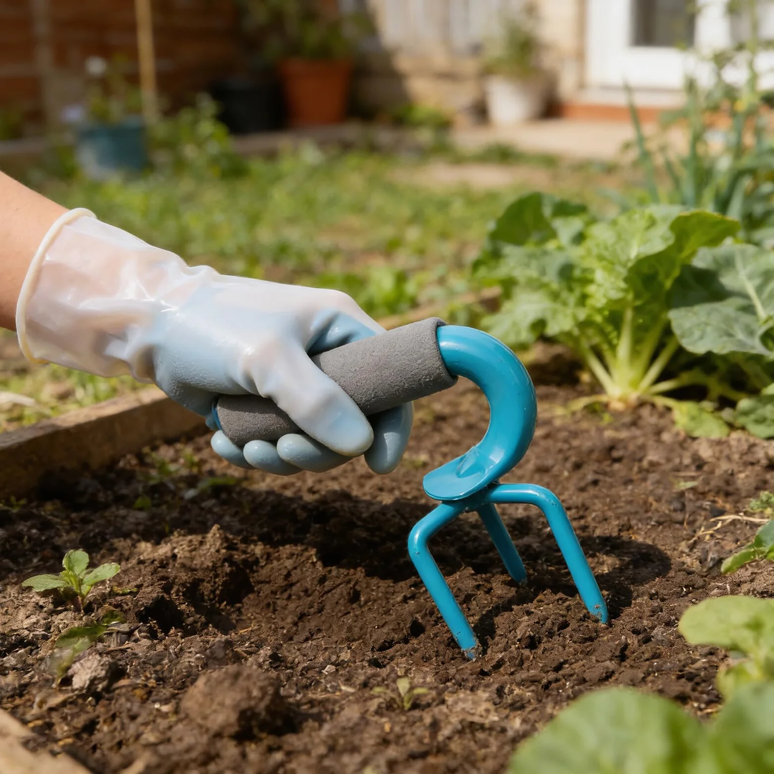Manganese Steel Garden Fork Ręczny Kultywator Spulchniacz Gleby Ergonomiczny Uchwyt