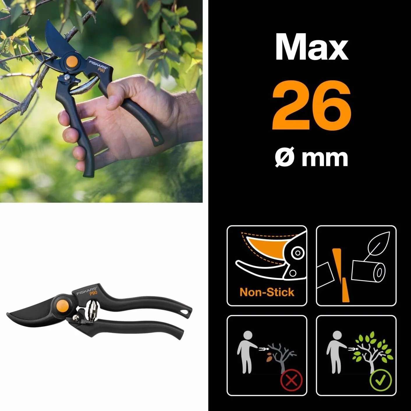 Fiskars Xseries Sekator Czarny 23 x 7 x 2 cm