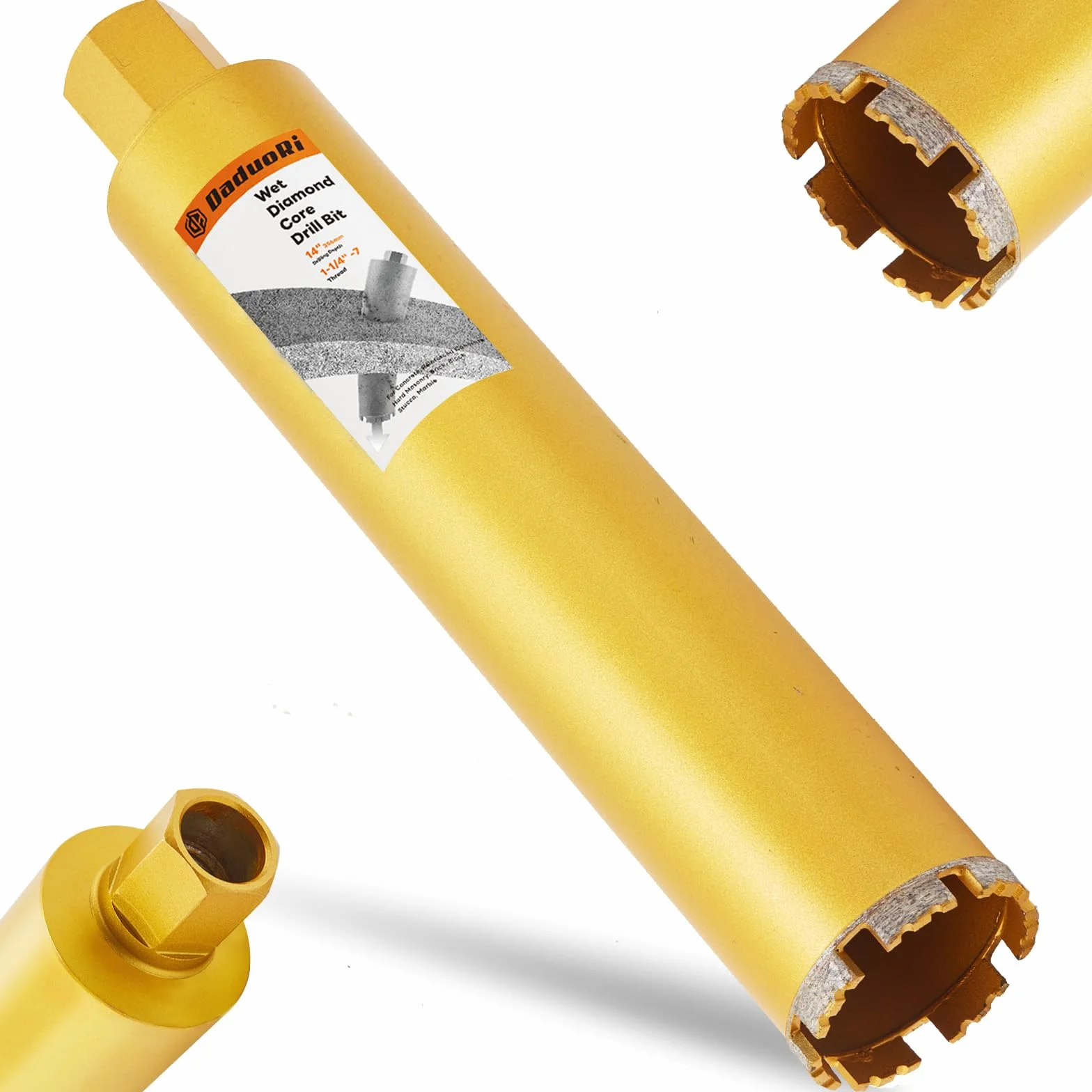 Wiertła rdzeniowe 6,3 cm do betonu, głębokość wiercenia 35,6 cm, gwint 3,8 cm, wiertło diamentowe do utwardzanego betonu z prętami zbrojeniowymi, twardym murem, sztukaterią, sztukaterią,