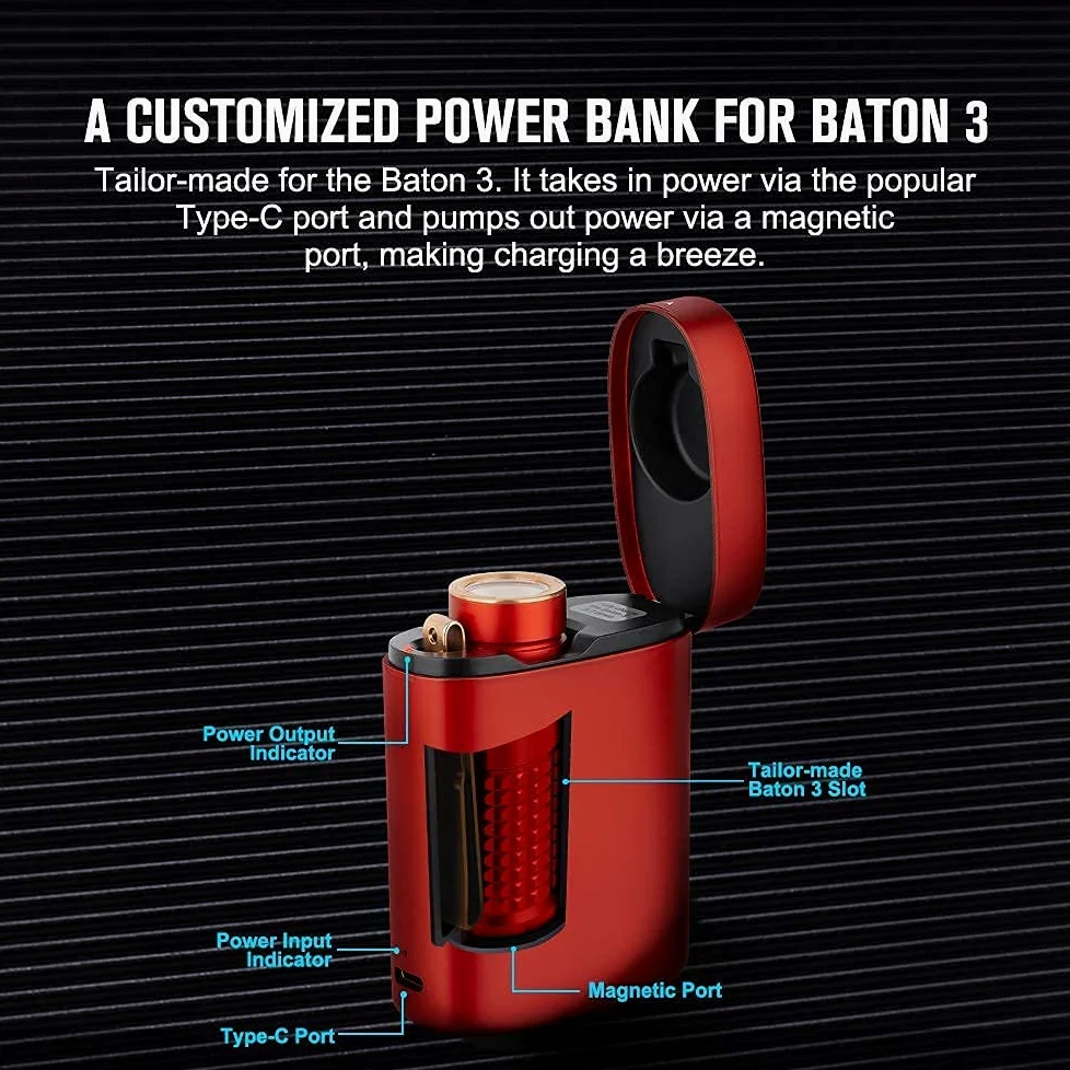 OLIGHT Zestaw latarki LED Baton3, ładowalna latarka 1200 lumenów 166 metrów, 6 trybów z pudełkiem ładowania, odporna na działanie IPX8 odpowiednia na kemping, wędrówki (czerwona edycja premium)