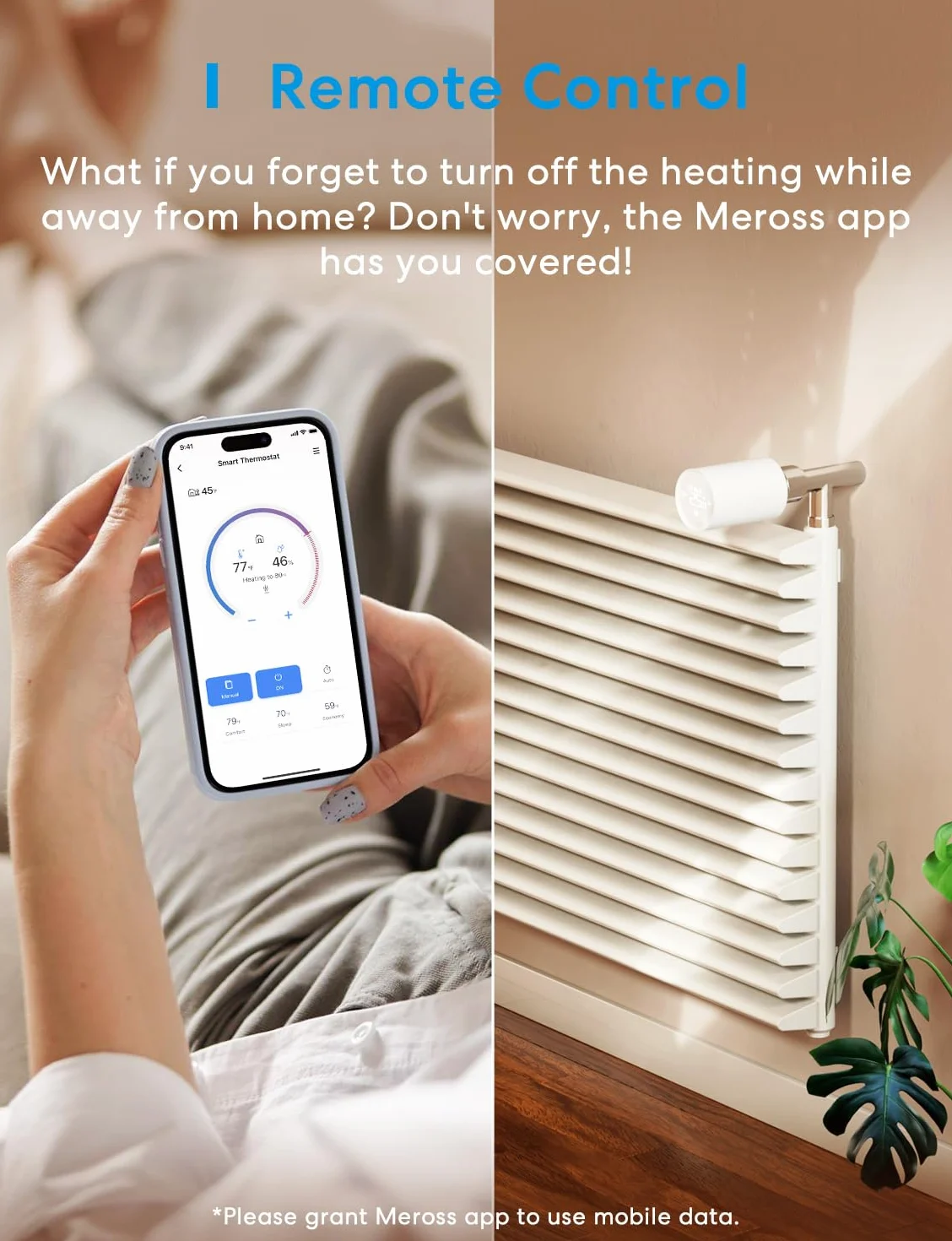 Meross inteligentny termostat grzejnikowy kompatybilny z HomeKit, termostat grzejny Wi-Fi, kompatybilny z Siri, Alexa i Google Assistant, pilot zdalnego sterowania, wymaga koncentratora, M30 x 1,5 mm