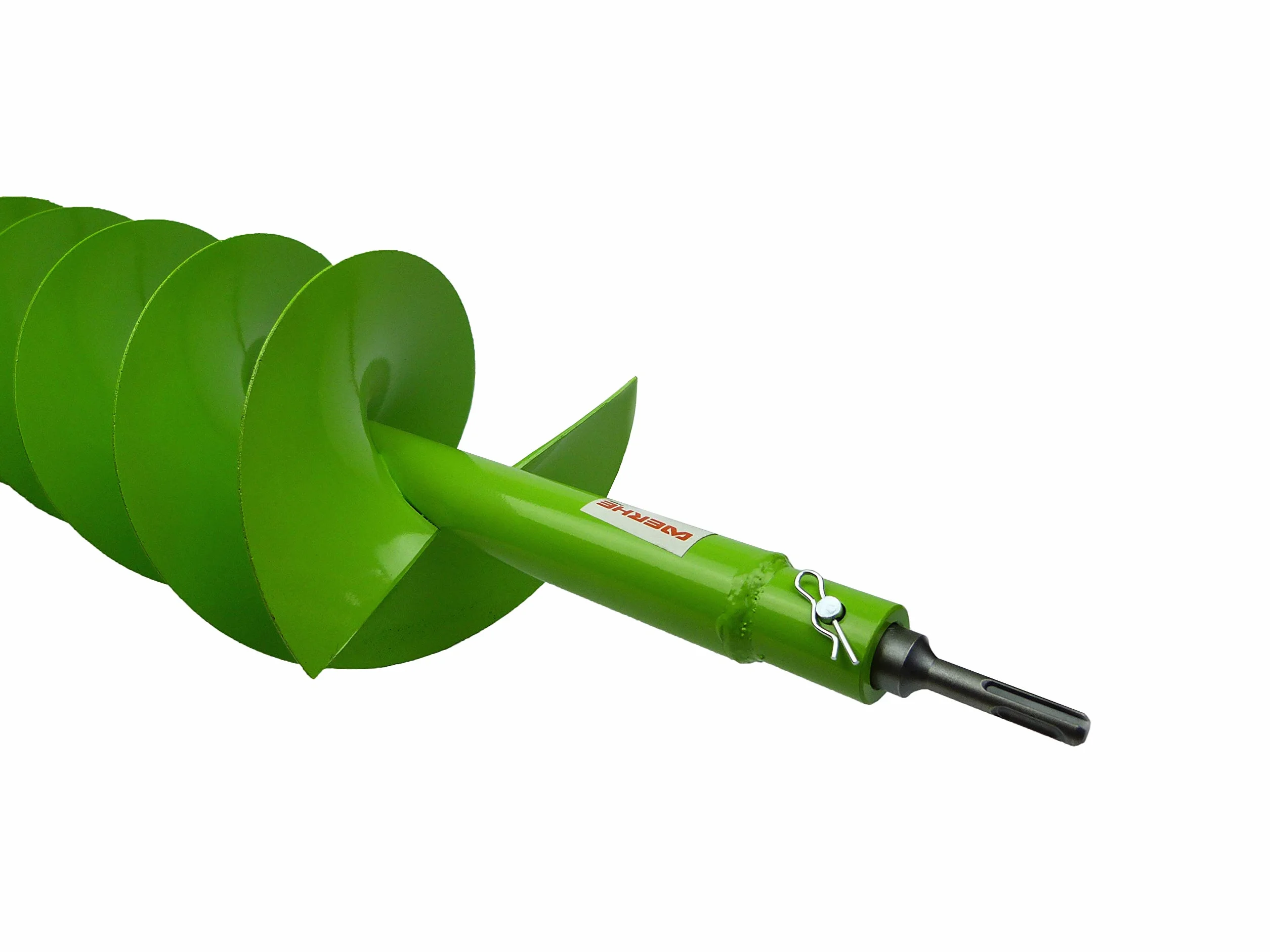 WERHE świder ziemny z podwójną spiralą 40 mm, adapter SDS Plus | ostrze z węglika, długość całkowita 80 cm, pasuje do Bosch, Makita, Einhell, w zestawie sworzeń i zawleczka