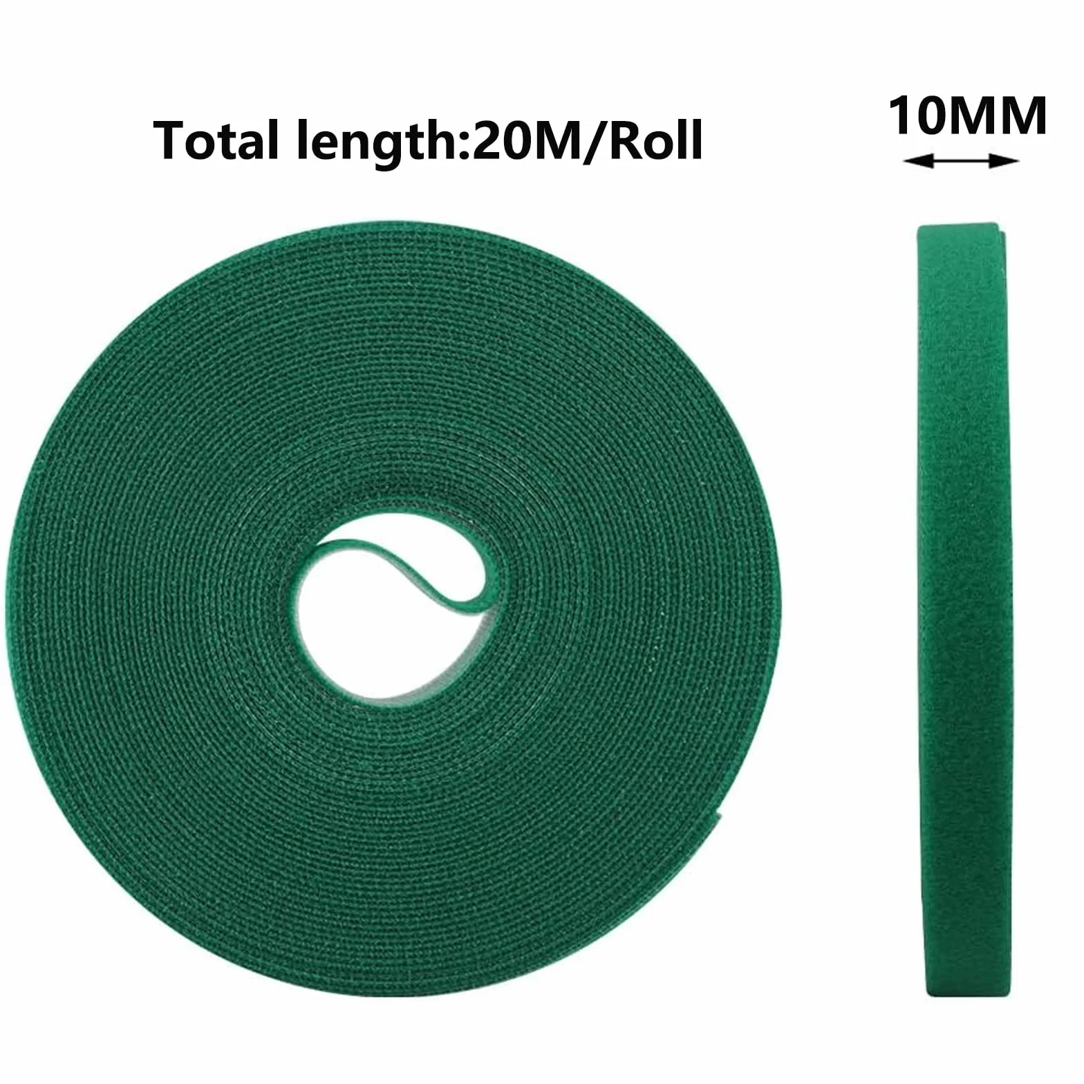 Opaska na rzep do roślin 20 m x 10 mm, zielona, taśma wielokrotnego użytku