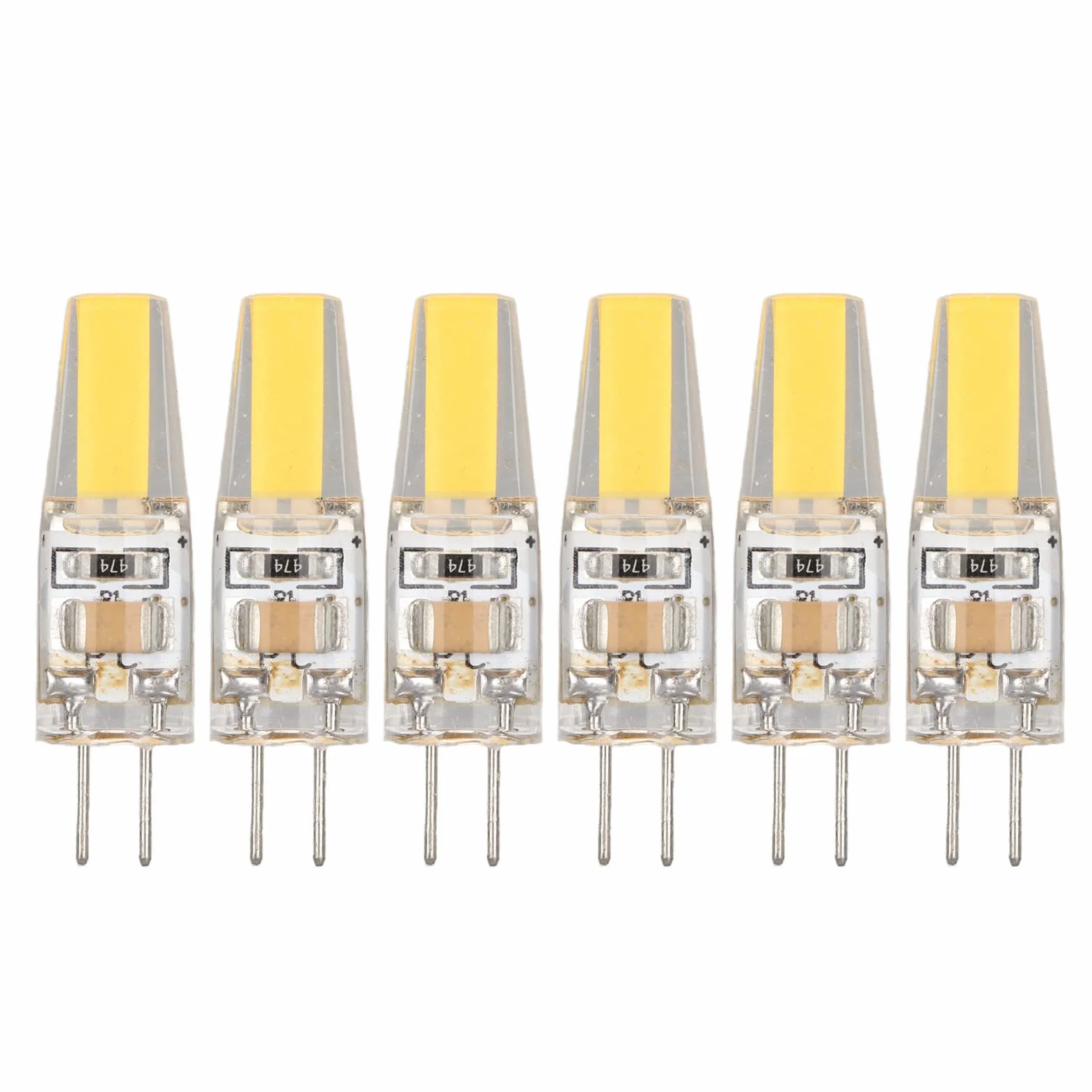 Fdit Żarówka LED COB G4 energooszczędna, zmienna, sufitowa, 6 sztuk, 500 lm, 220 V, do domu, biura, przestrzeni handlowej (ciepła biel)