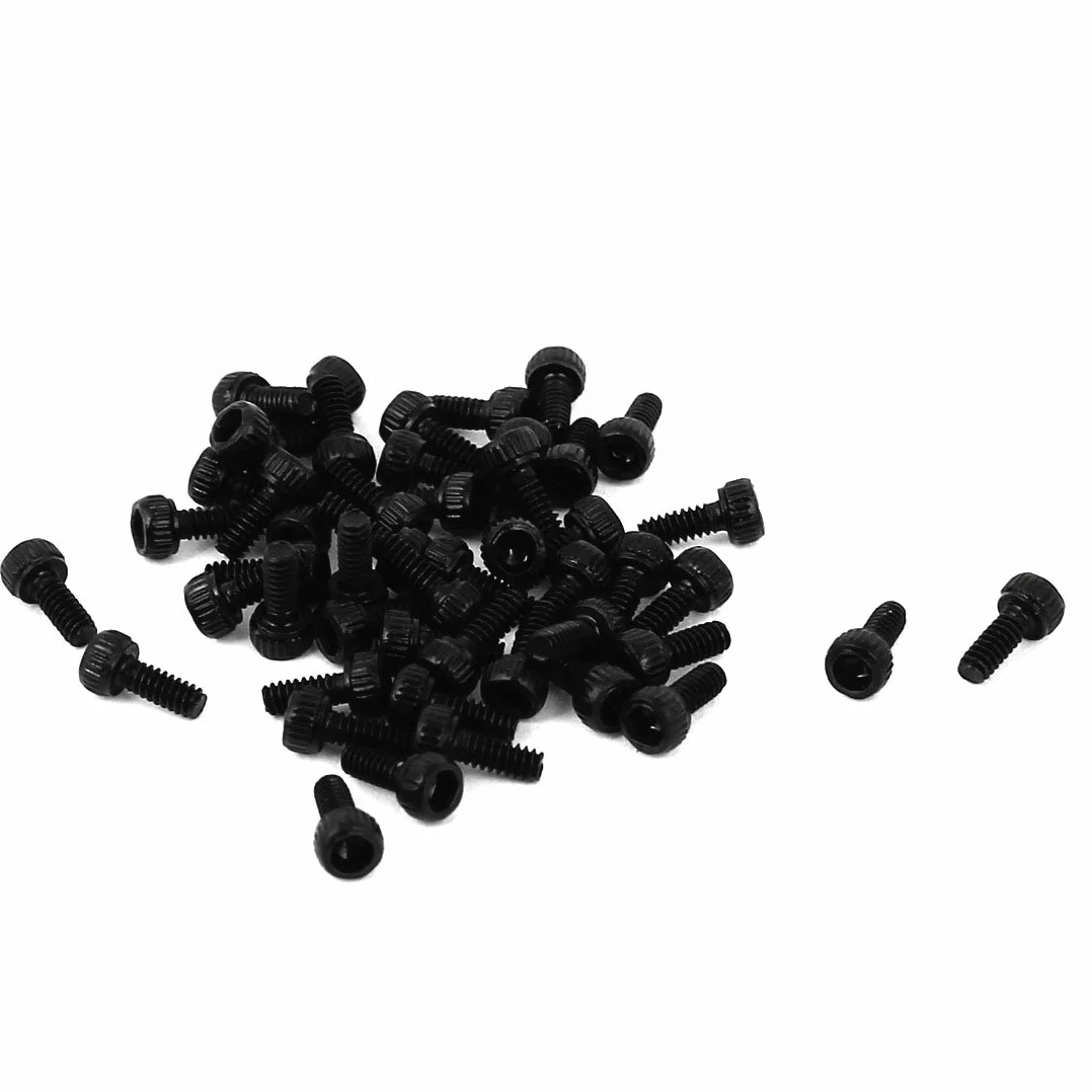 sourcing map 50 sztuk śrub z łbem sześciokątnym M1,6 x 4 mm śruby cylindryczne stop metal śruby maszynowe śruby sześciokątne skarpety śruba czarna