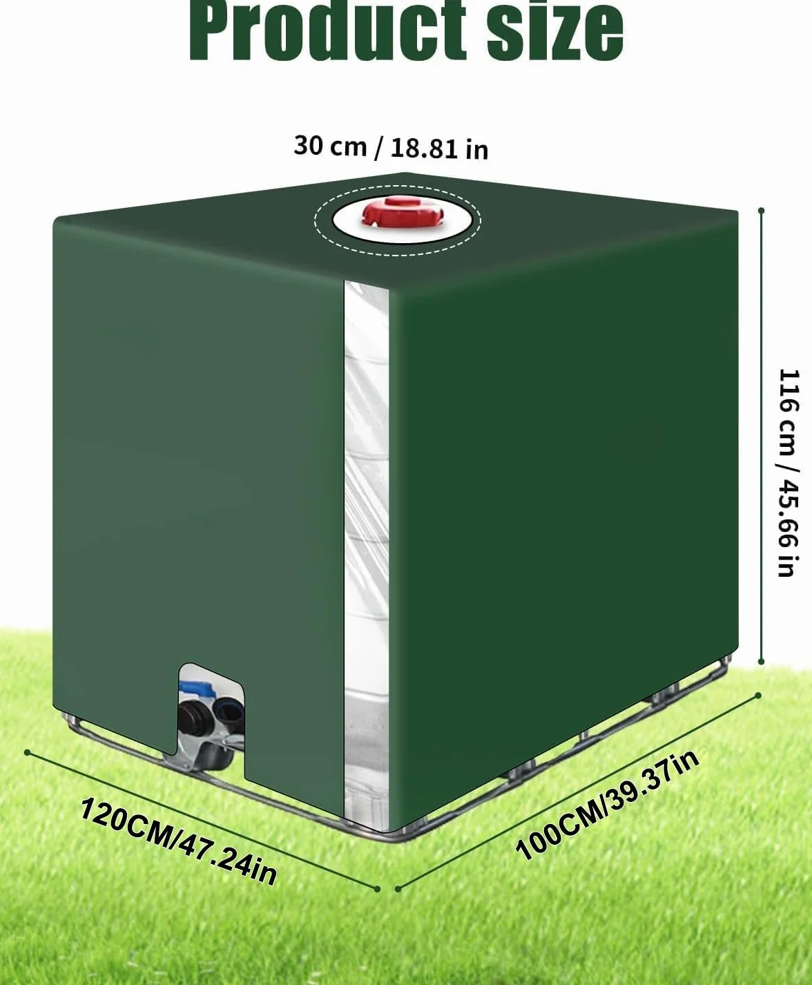 Pokrowiec ochronny na zbiornik IBC 1000L anty-UV zielony