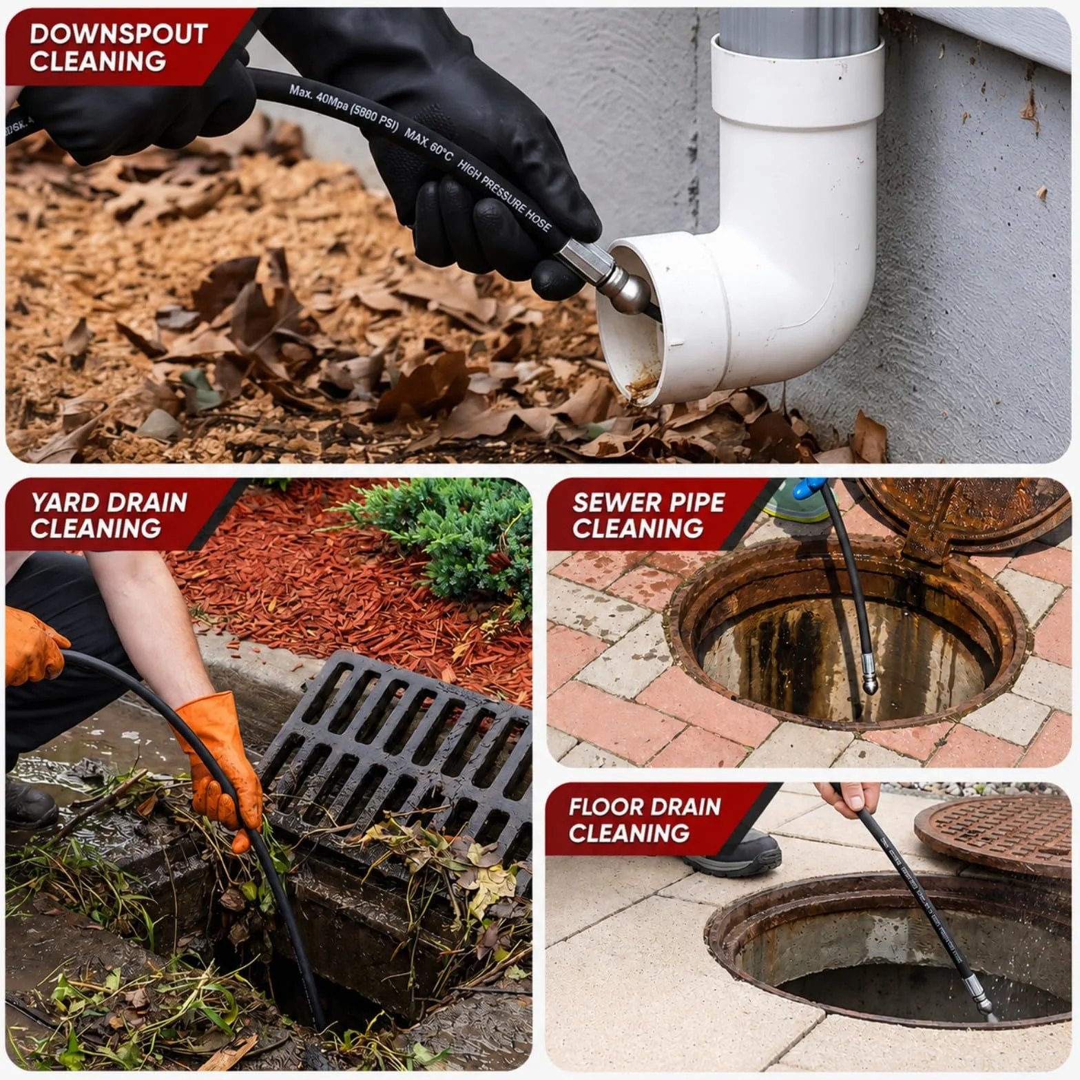 Wężyk do Czyszczenia Rur 30 m 400 Bar 5800 PSI Kompatybilny z Karcher K2 K3 K4 K5 K6 K7