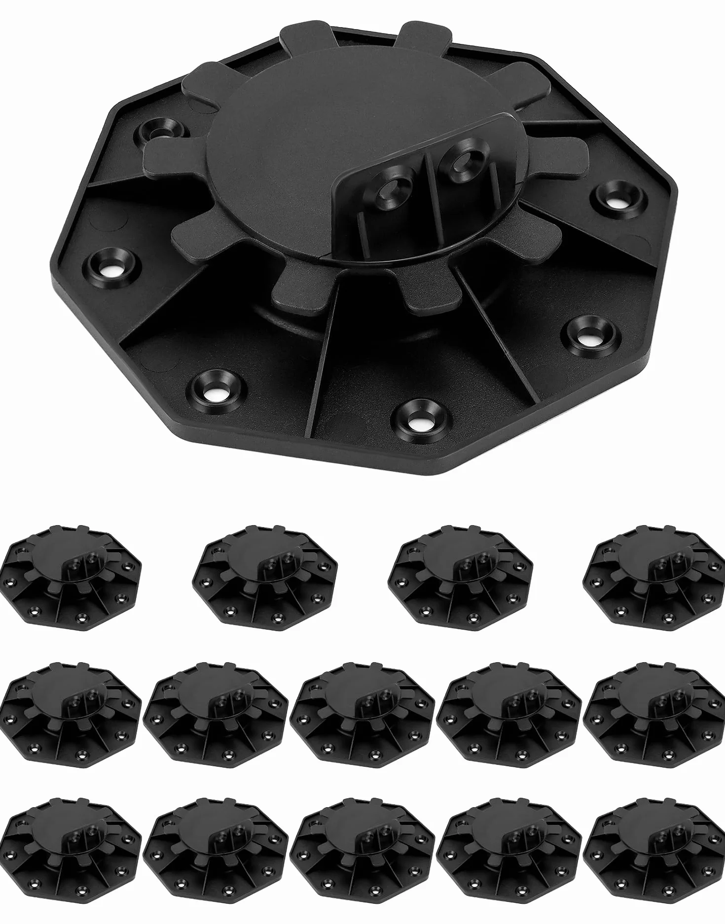QWORK® Zestaw 15 wsporników, z regulacją wysokości w zakresie 30-60 mm, do płyt tarasowych, odpowiednich do tarasów drewnianych, WPC lub aluminiowych