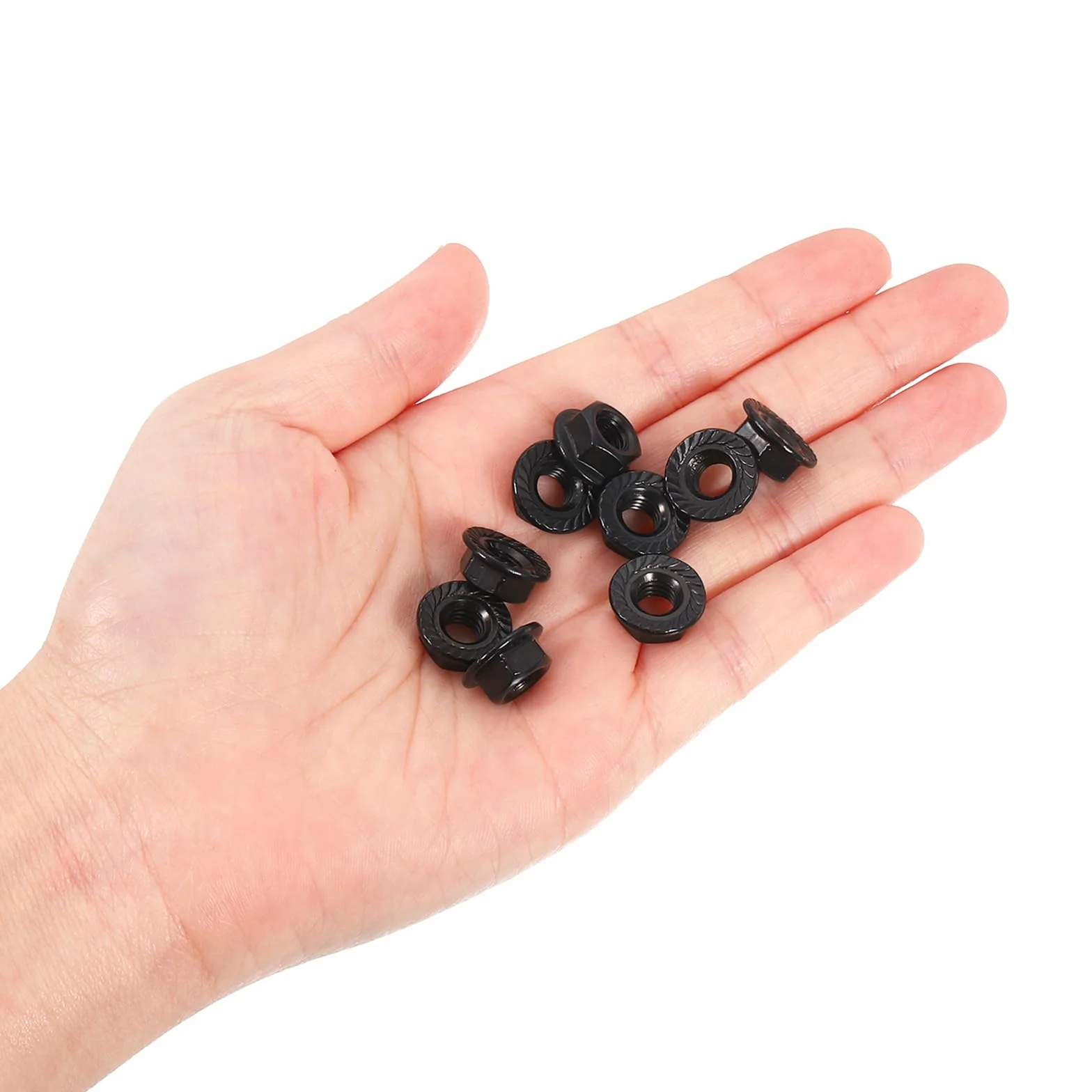 QUARKZMAN M6 x 1,0 mm samoblokujące się nakrętki sześciokątne, kołnierzowe szczelne, antypoślizgowe metryczne nakrętki kołnierzowe ze stali nierdzewnej 304, pełny gwint, polerowane wykończenie, czarny