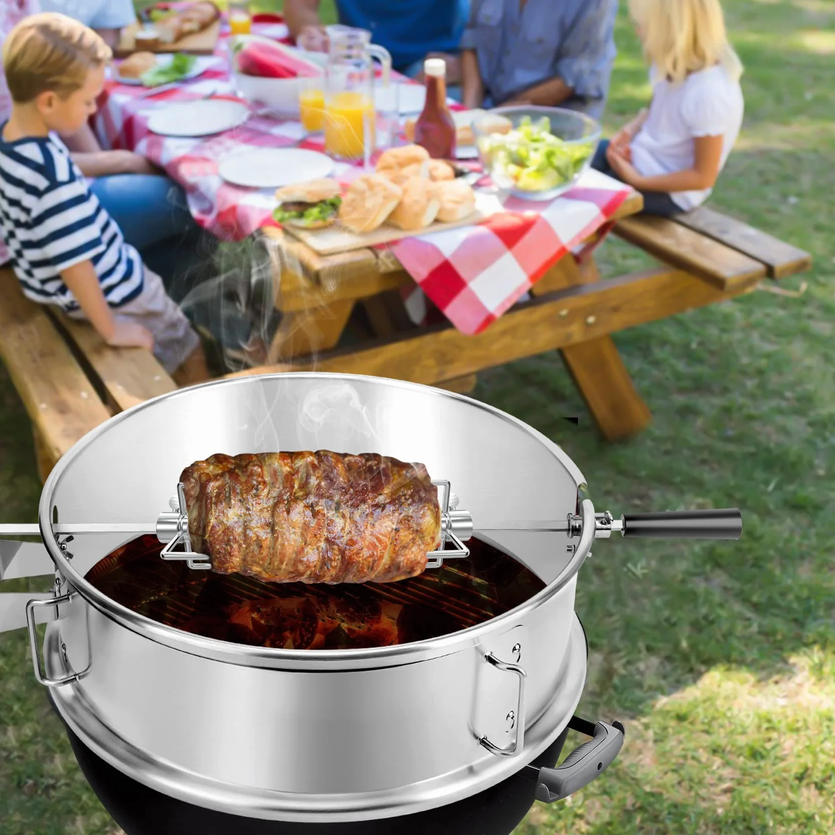 Onlyfire Zestaw PizzaRing ze stali nierdzewnej z rożnem do grilla Weber 47 cm