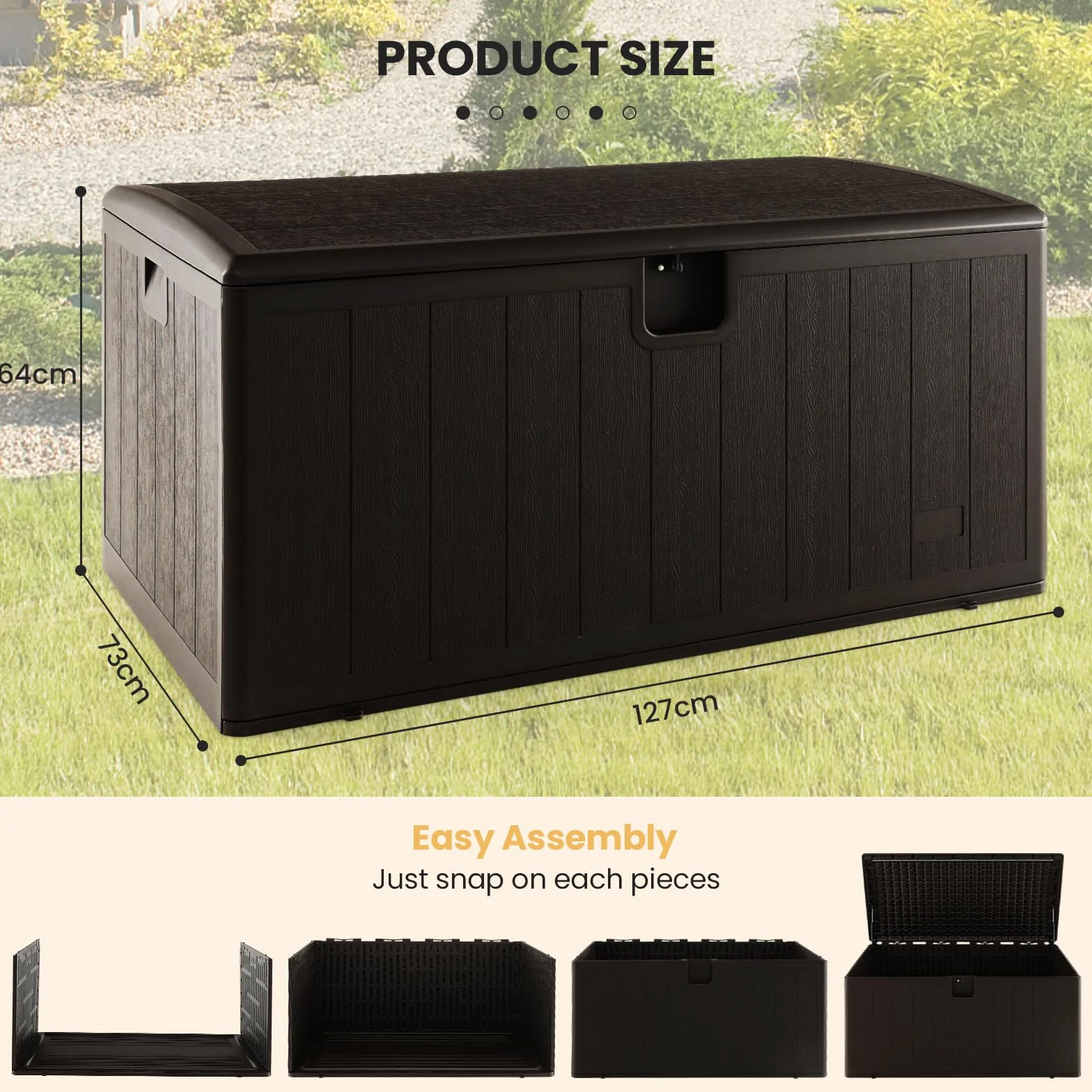 GIANTEX Skrzynia ogrodowa XXL 492 l 127 x 73 x 64 cm wodoszczelna zamykana