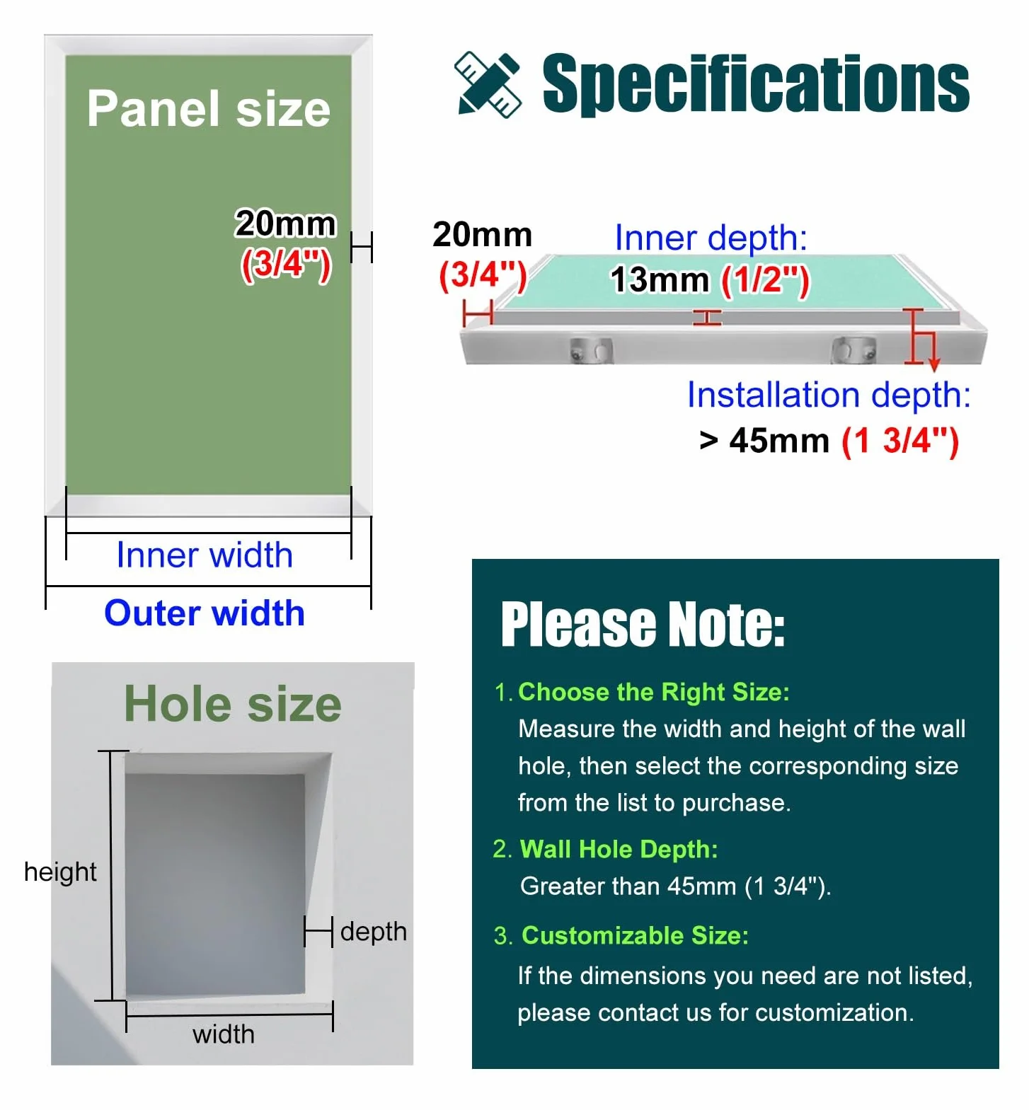 Hiccess Panel do płyty gipsowo-kartonowej, aluminiowej czapki inspekcyjnej na ścianę i sufit, 75 x 85 cm, łatwa do zainstalowania