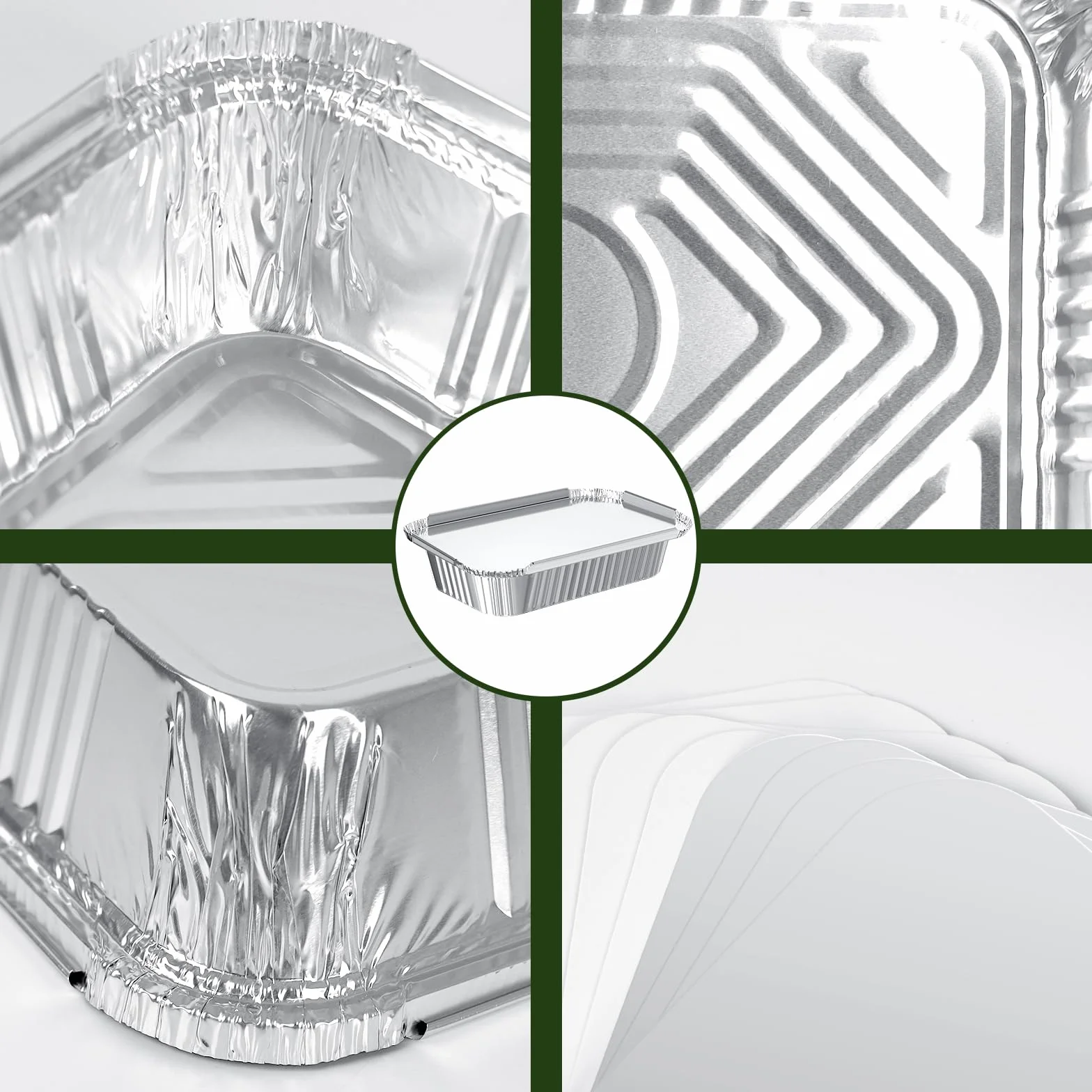 Aluminiowe miseczki z pokrywką 1750 ml 700 ml 410 ml 30 sztuk do gotowania pieczenia smażenia
