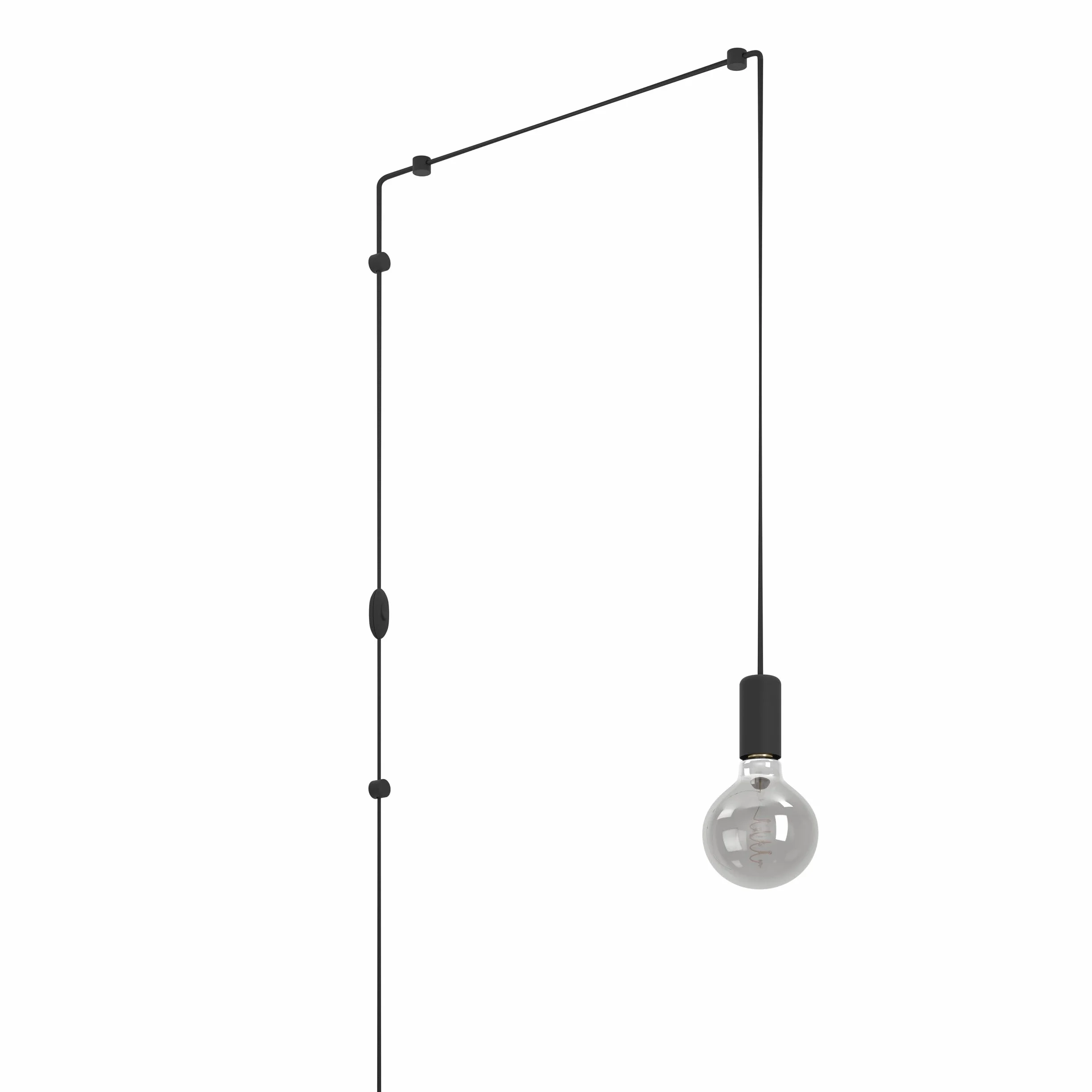 EGLO Lampa wisząca Pinetina, oprawa z kablem i wtyczką | lampa nad stół jadalniany, lampa do jadalni z metalu w kolorze czarnym, oprawka E27