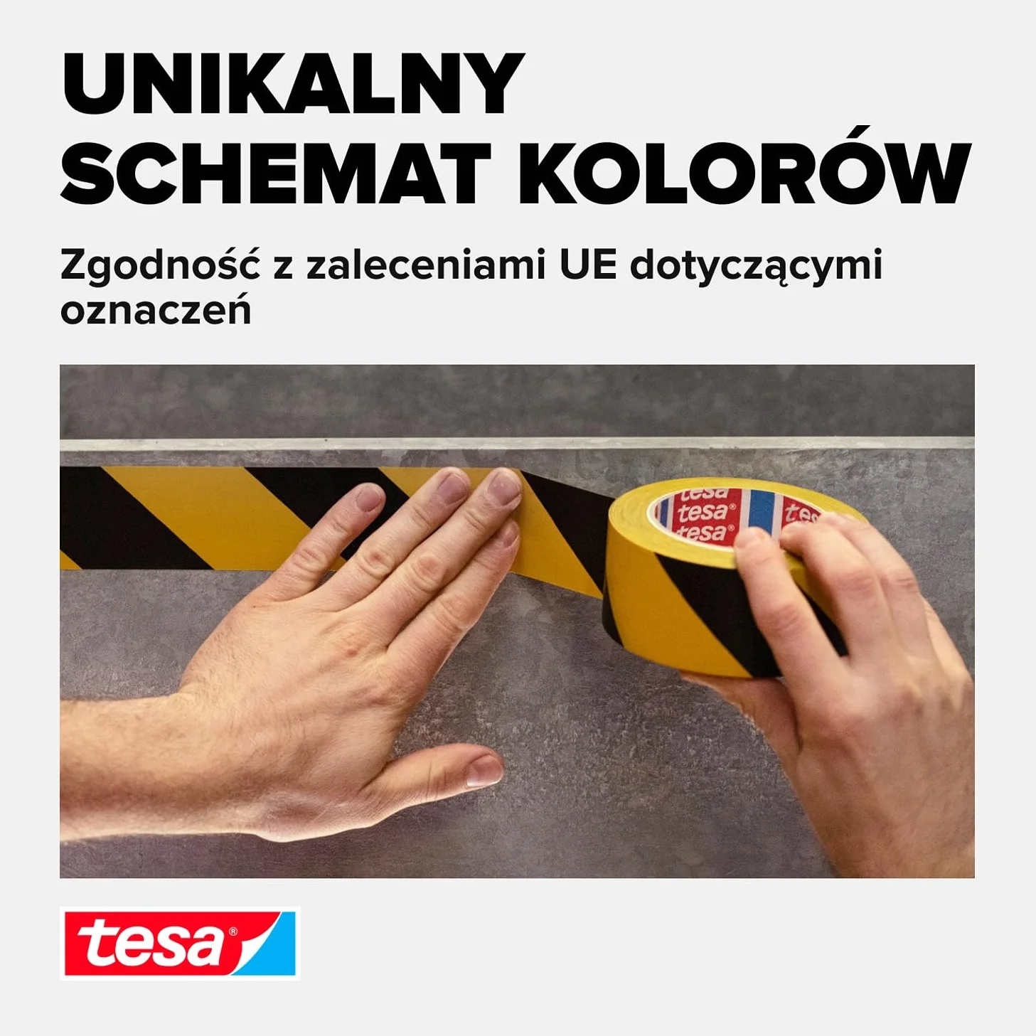 tesa SIGNAL 58133-00000-00 Taśma Sygnalizacyjna, Czarny/Żółty, 66 x 50 mm, 1 Rolka