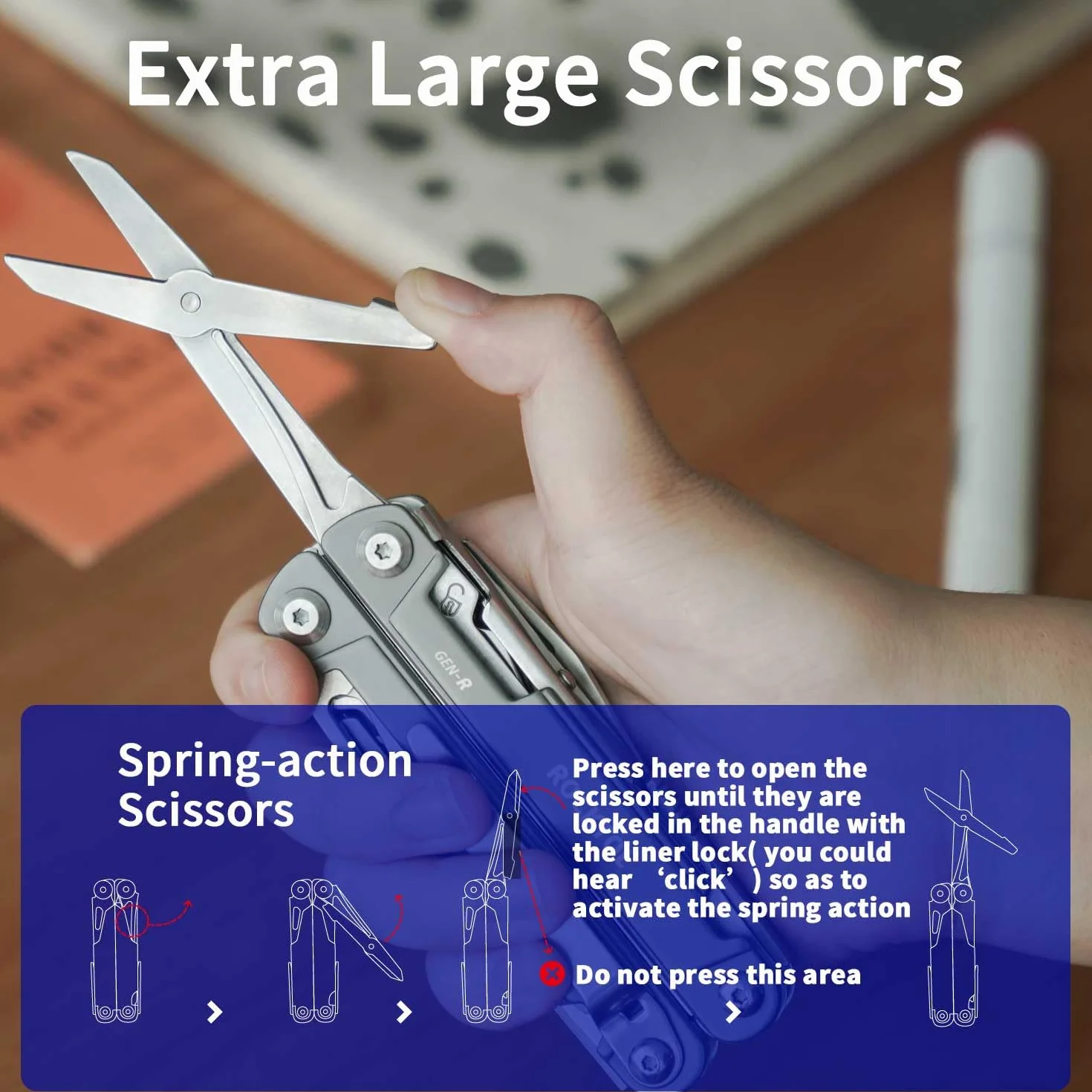 ROCKTOL Szczypce wielofunkcyjne, nóż kieszonkowy EDC Multitool VG10, narzędzie wielofunkcyjne 27 w 1, z uchwytem pokrytym tytanem, precyzyjny śrubokręt, hak do polowania, wędrówek z plecakiem