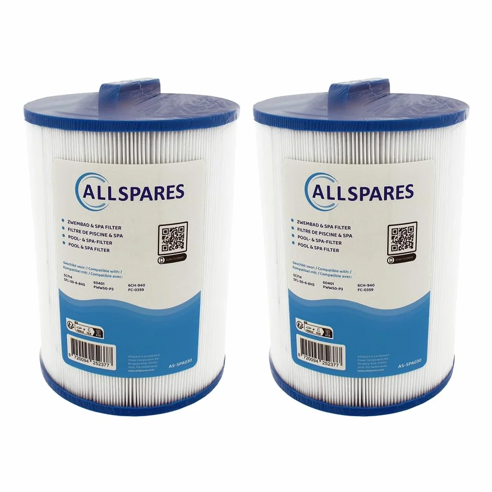 AllSpares Whirlpool wkład filtrujący zamiennik do Pleatco PWW50P3 (nie PWW50P4) Unicel 6CH-940 | Filbur FC-0359 | Waterway 817-0050 | SC714 / 60401 | 45 m².ft. | gwint 1½ SAE | Ø 150 x 2100 mm mm