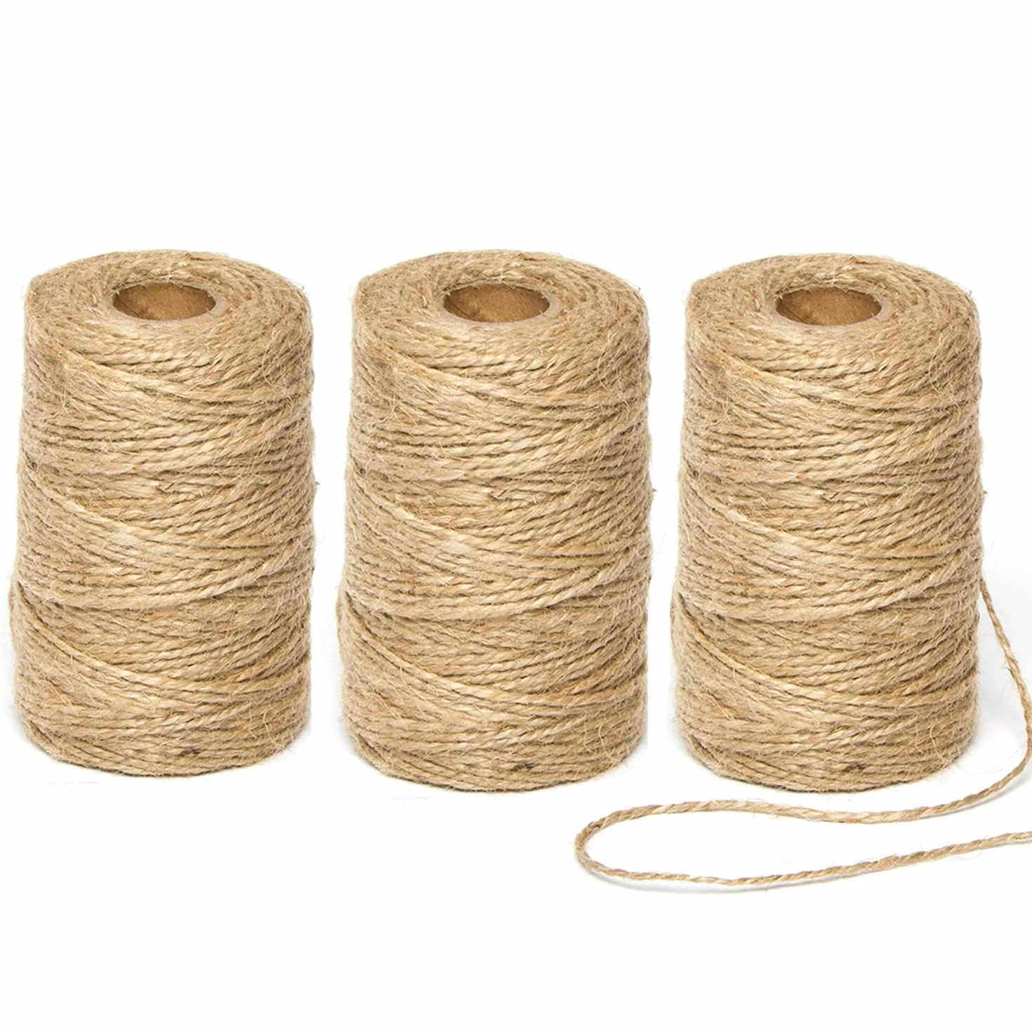 3 szt. naturalny jutowy podwójny sznurek 2 mm naturalny 3-warstwowy do pakowania prezentów, ogrodnictwa, kwiaciarni, rękodzieła DIY (300 m)