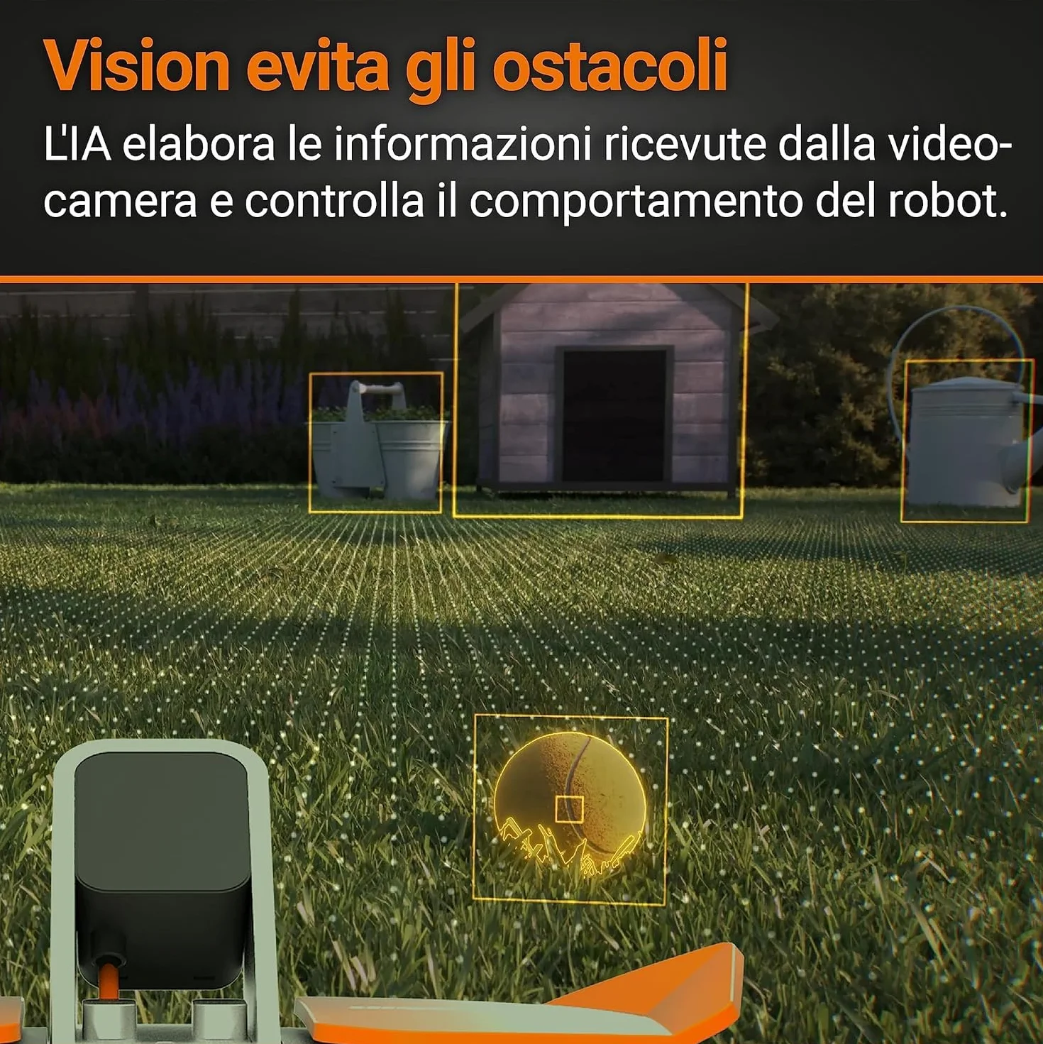 Worx Landroid Vision Robot Koszący, Czarny/Pomarańczowy, 46 x 62,6 x 26,5 cm
