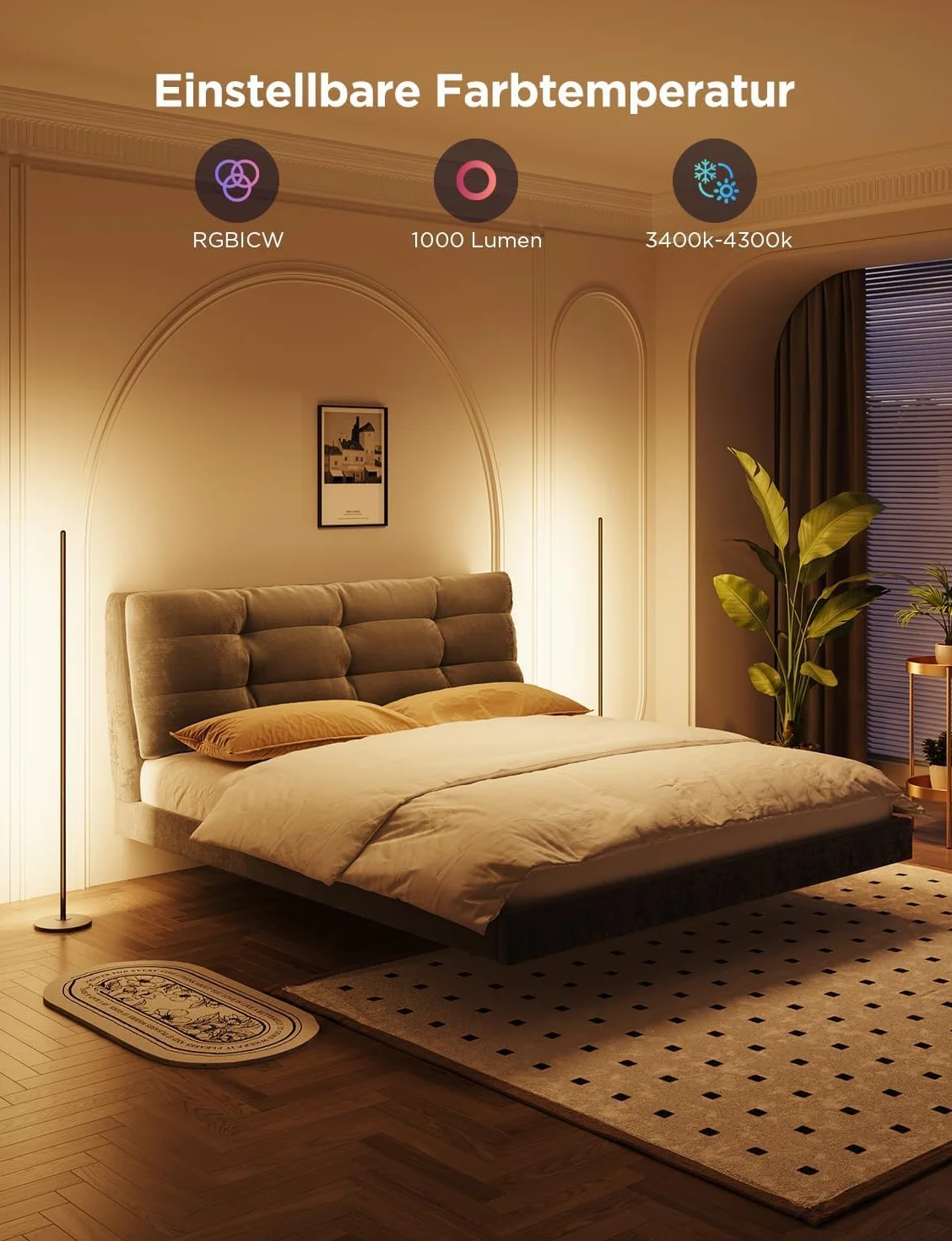 Govee RGBIC lampa stojąca LED, WiFi, ściemniana, Alexa i Google Assistant, sterowanie aplikacją, 16 milionów kolorów, 58 trybów scenerii, tryby muzyki, tryb DIY, do sypialni, dla graczy, czarna