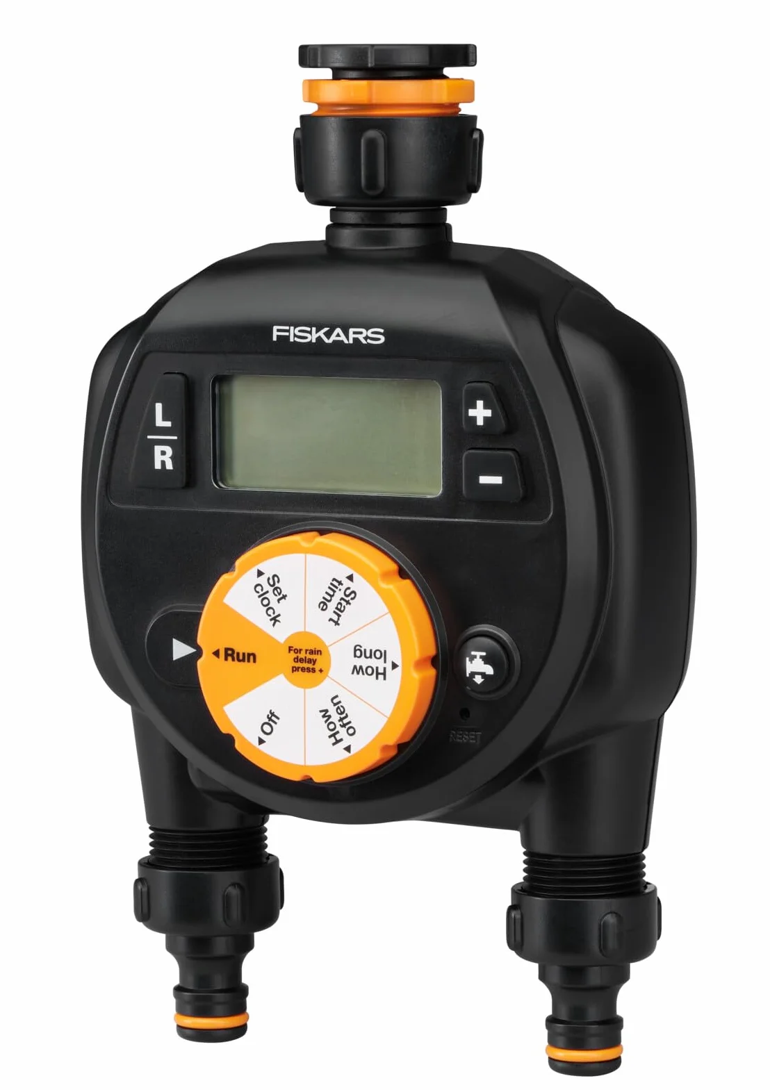 Fiskars Sterownik nawadniania Podwójny Uniwersalny rozmiar wyświetlacz LCD Czarny Pomarańczowy