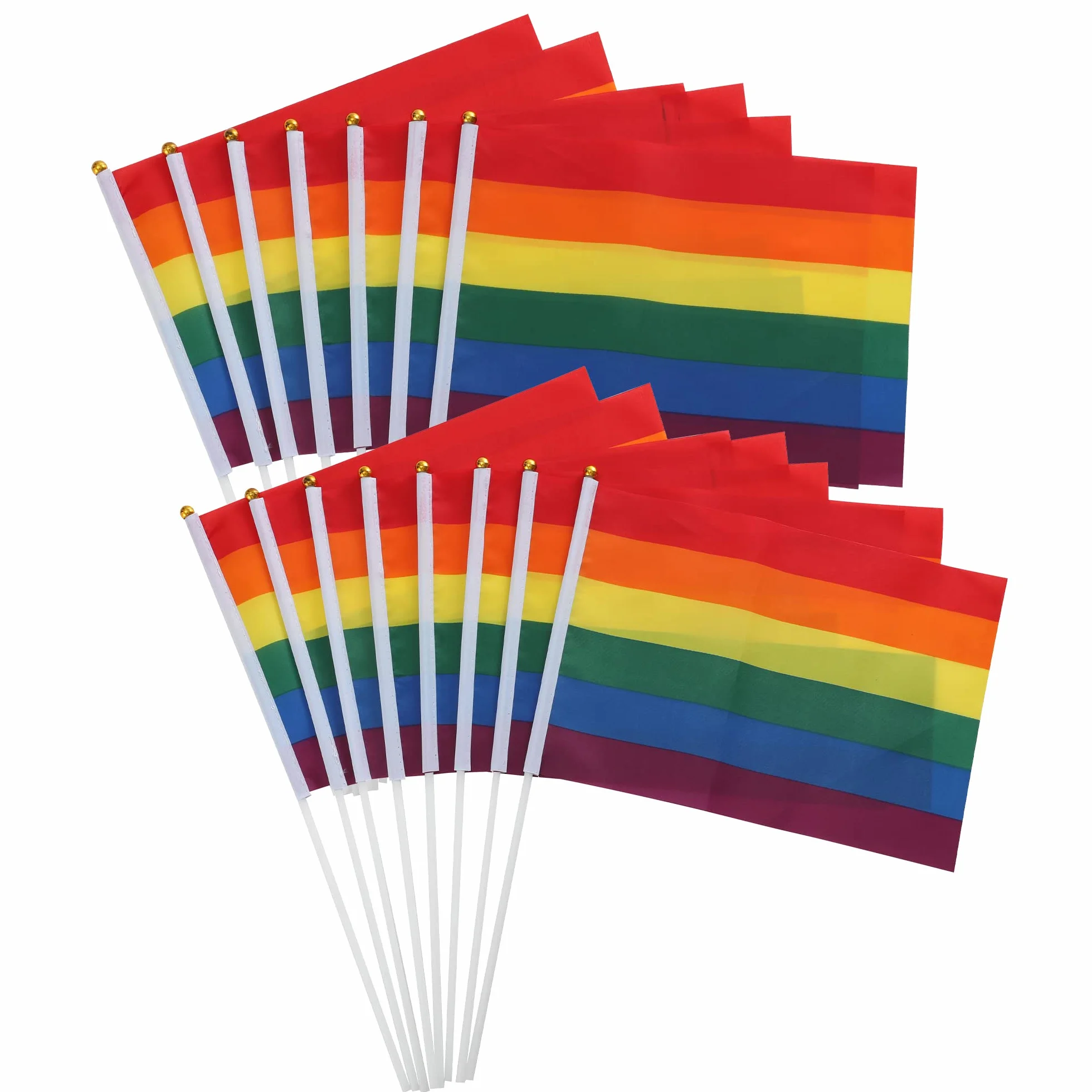 TRIXES Zestaw 15 sztuk tęczowych flag machających LGBTQ+ Pride NHS banery z patyczkami 20x28 cm