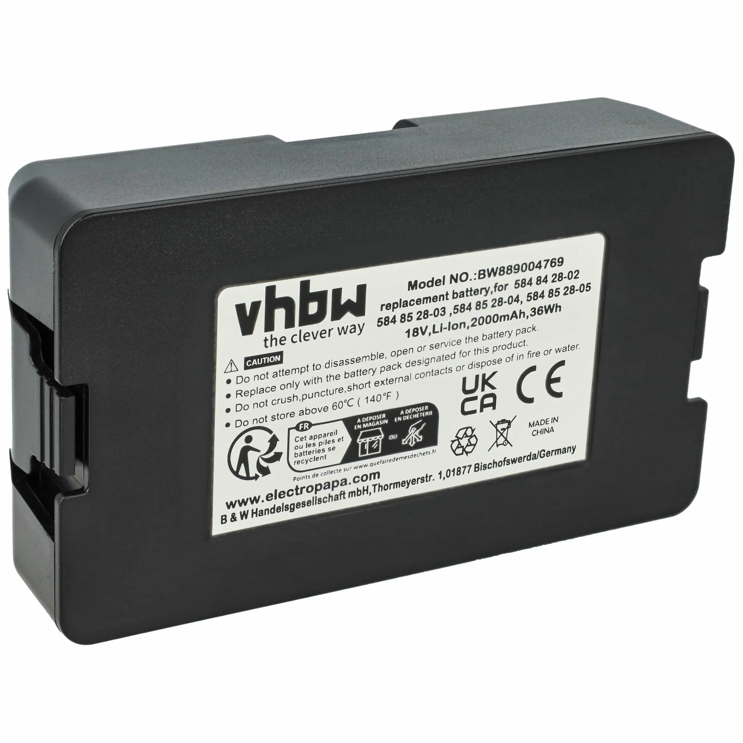 vhbw Akumulator zamienny do Husqvarna 590 21 42-02, 584 85 28-04, 5902142-02, 584 85 28-05 do robotów trawnikowych (2Ah, 18V, litowo-jonowy)