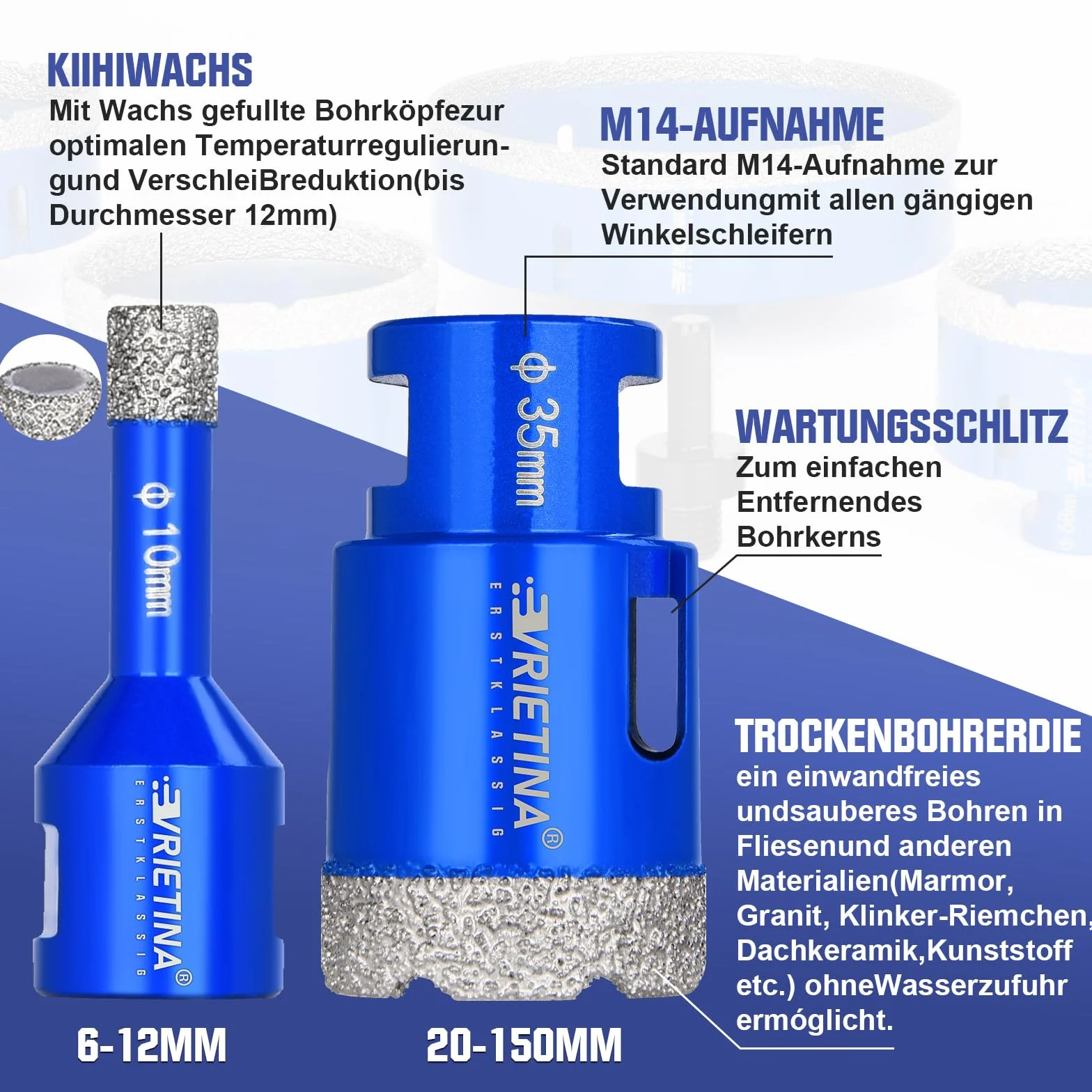 16 mm diamentowe wiertło do płytek M14 wiertło diamentowe wiertło do szkła na mokro i na sucho koronka wiertnicza do szlifierek kątowych, diamentowa koronka wiertnicza wiertło otwornica do płytek,
