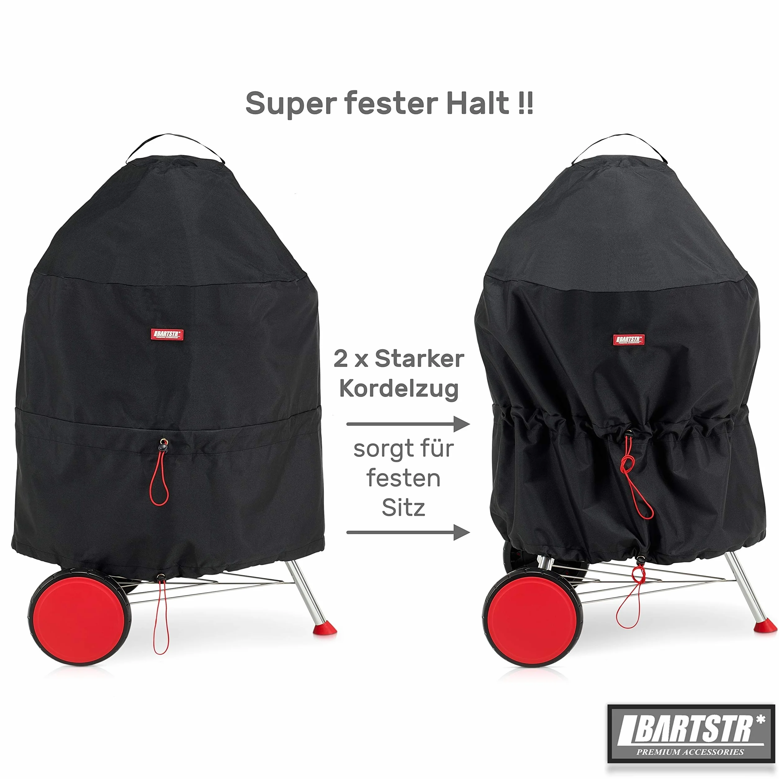 BARTSTR® Pokrywa grilla kulistego 47 cm – 100% wodoszczelna i dodatkowa ochrona przed promieniowaniem UV – osłona grilla kulisty – osłona grilla