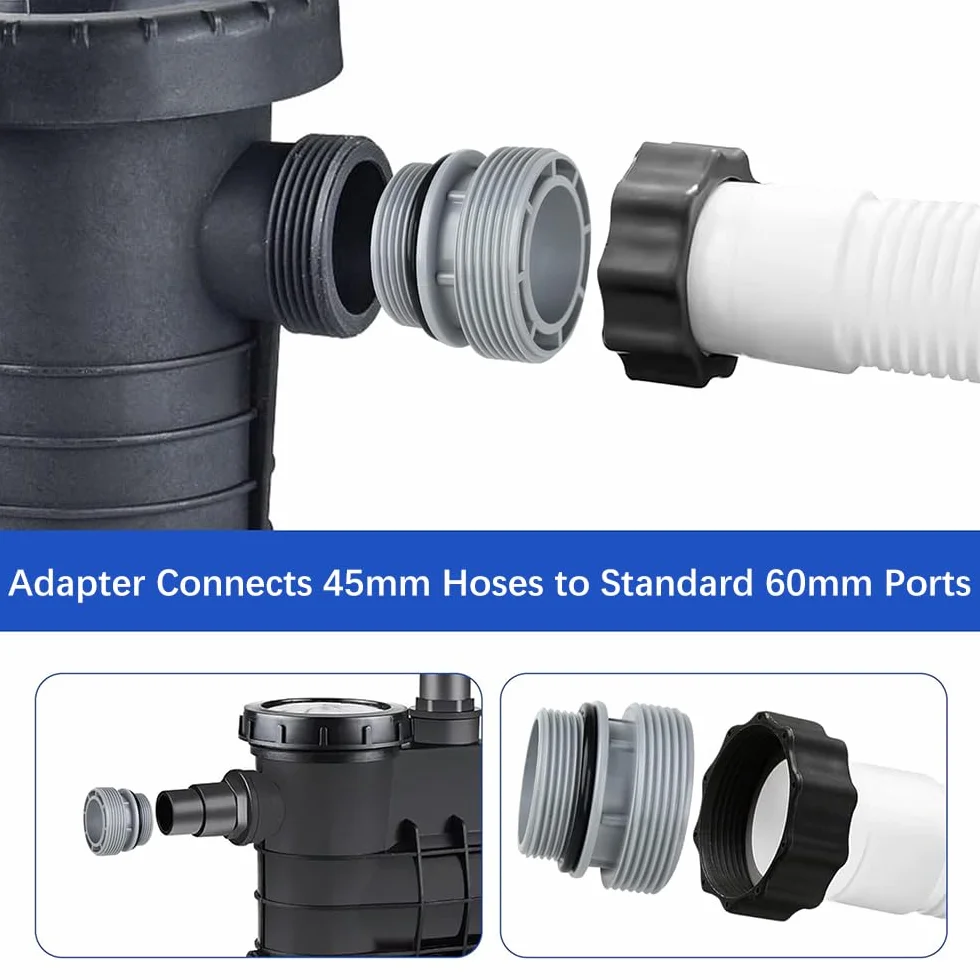 Adapter do węża basenowego Intex 40 mm na 1 1/2" z uszczelką i taśmą PTFE