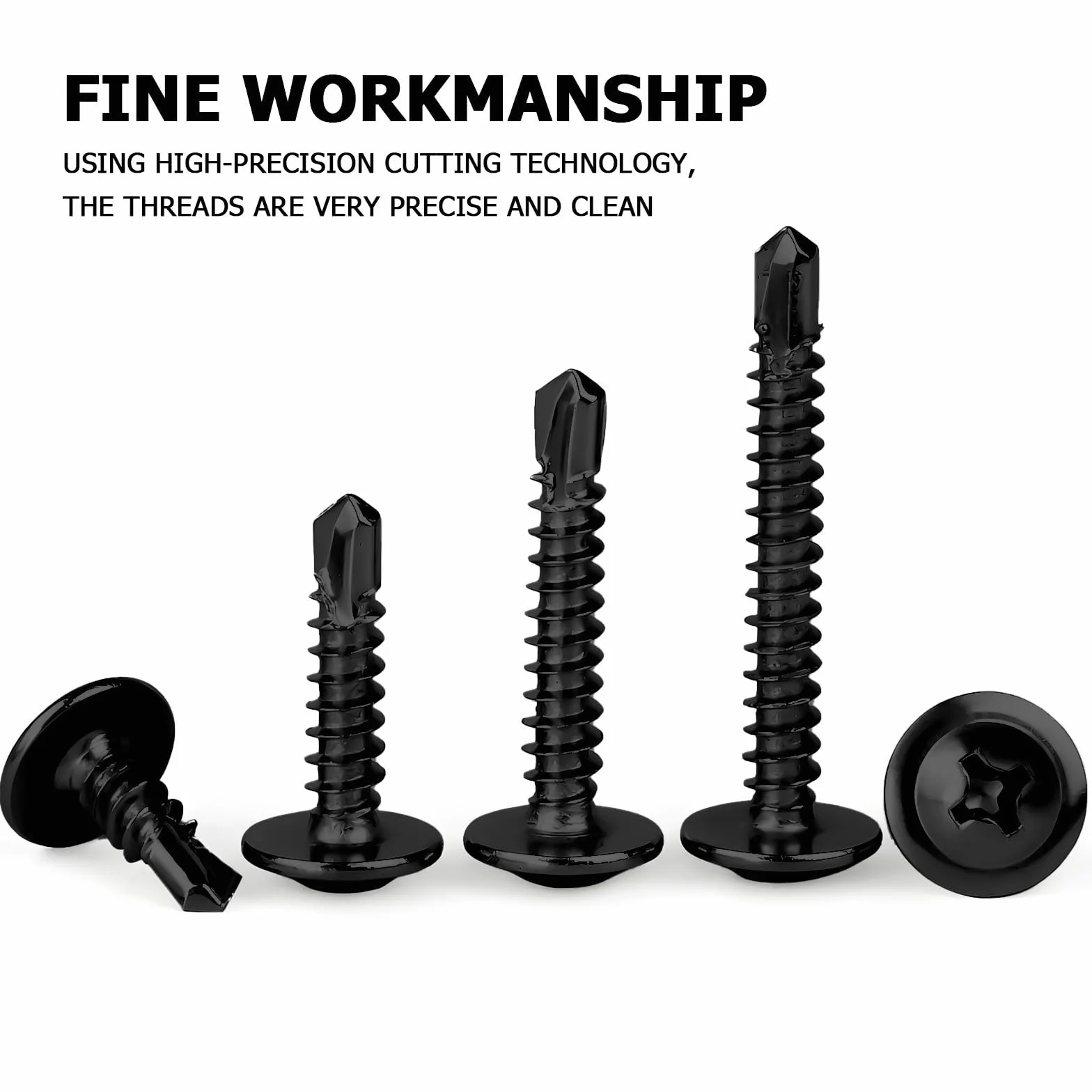 150 sztuk Wkrętów Aamogwintujących M4,2 x 13 mm, Wkręty Samogwintujące, Płaskie, Okrągłe, ze Stali Nierdzewnej 410, M4.2 Wkręty Krzyżowe do Metalu, z Wkrętakiem, do Stali, Blachy