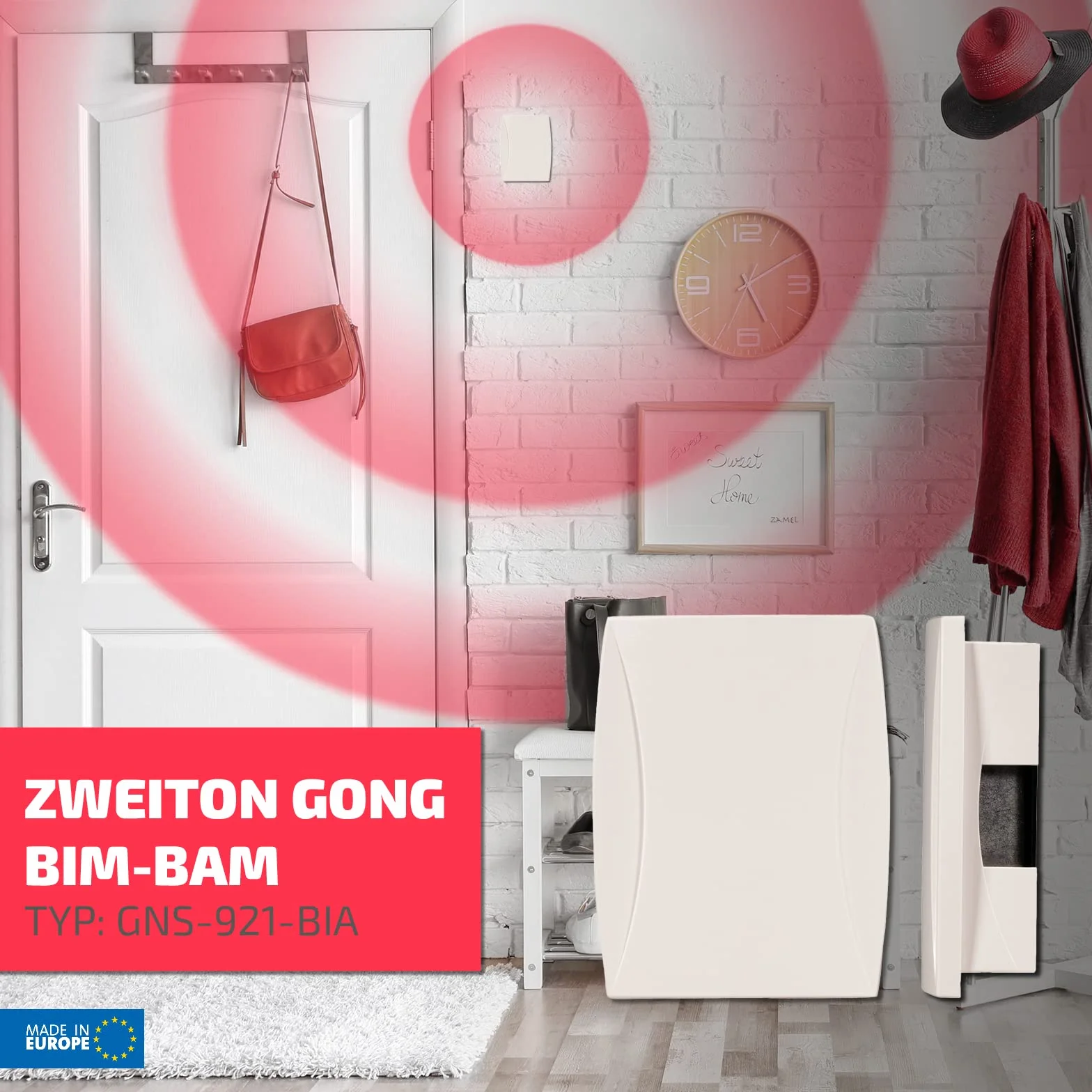 Sundi GNS-921 dwukolorowy dzwonek BIM-BAM, biały