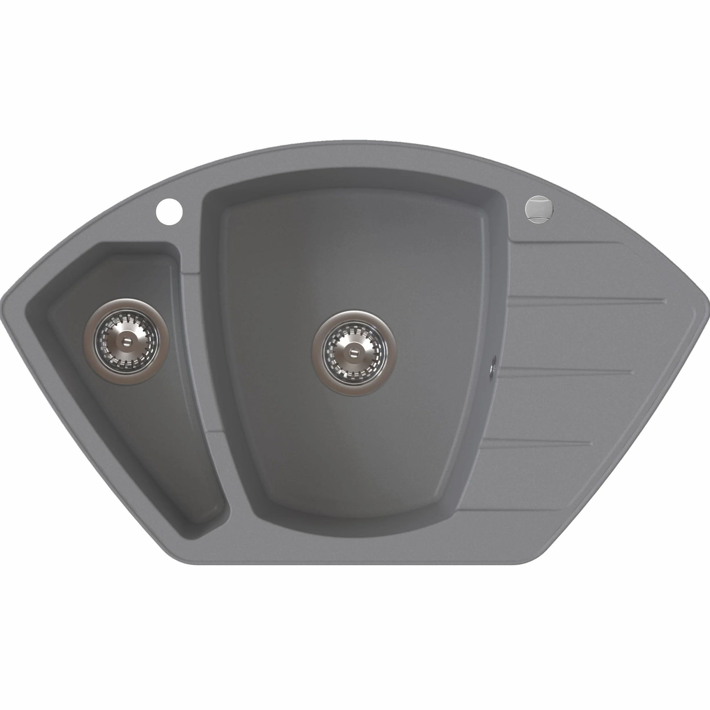 SINK Quality zlewozmywak narożny z granitu 90 x 54 cm - szary – 1,5 umywalka zlewozmywak do zabudowy z umywalką na resztki, wytrzymały i odporny na zarysowania, w zestawie syfon i impregnacja