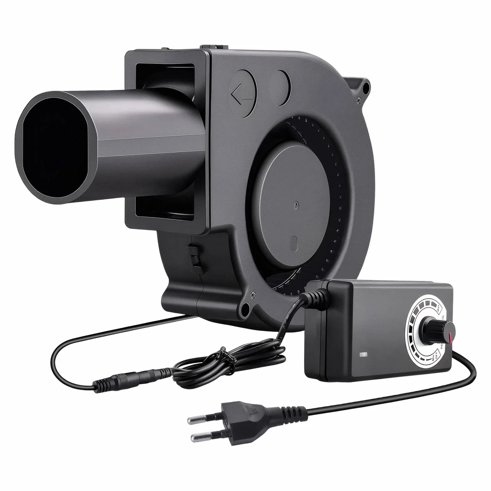 Colexy Dmuchawa, wentylator 12 V, turbina z regulatorem prędkości obrotowej i wylotem powietrza, wentylator promieniowy 12 V, regulowany wentylator turbinowy do pieca kominkowego, na piknik, kemping