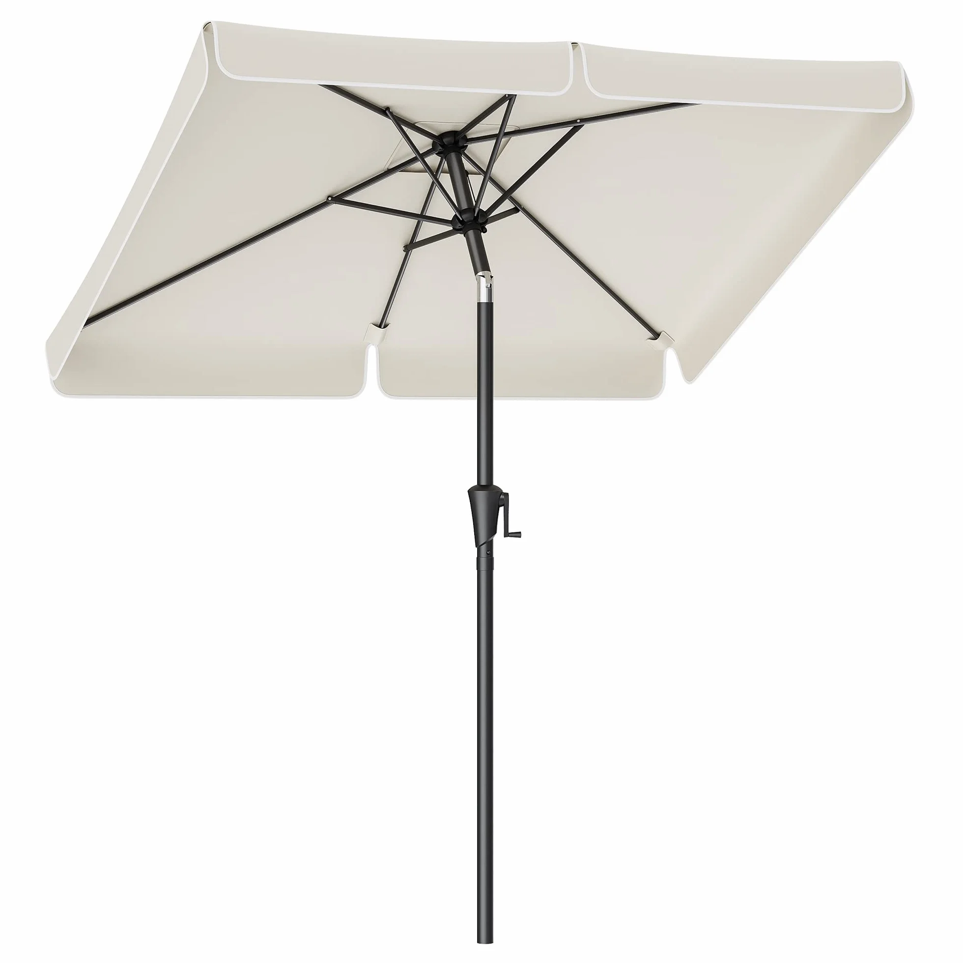 SONGMICS parasol 200 x 150 cm, prostokątny parasol balkonowy, ochrona przeciwsłoneczna UPF 50+, wygięty w obie strony o 30°, do ogrodu, na taras, bez stojaka, beżowy GPU048M01